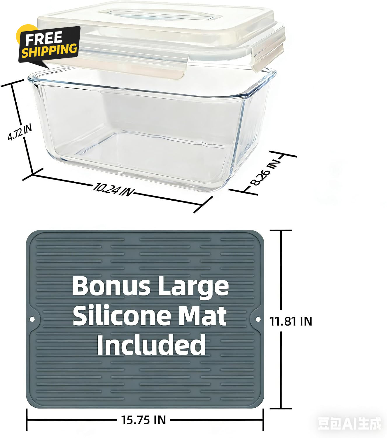 200Oz Glass Food Storage Container XL Airtight Lid Borosilicate 6000ml 26 Cup