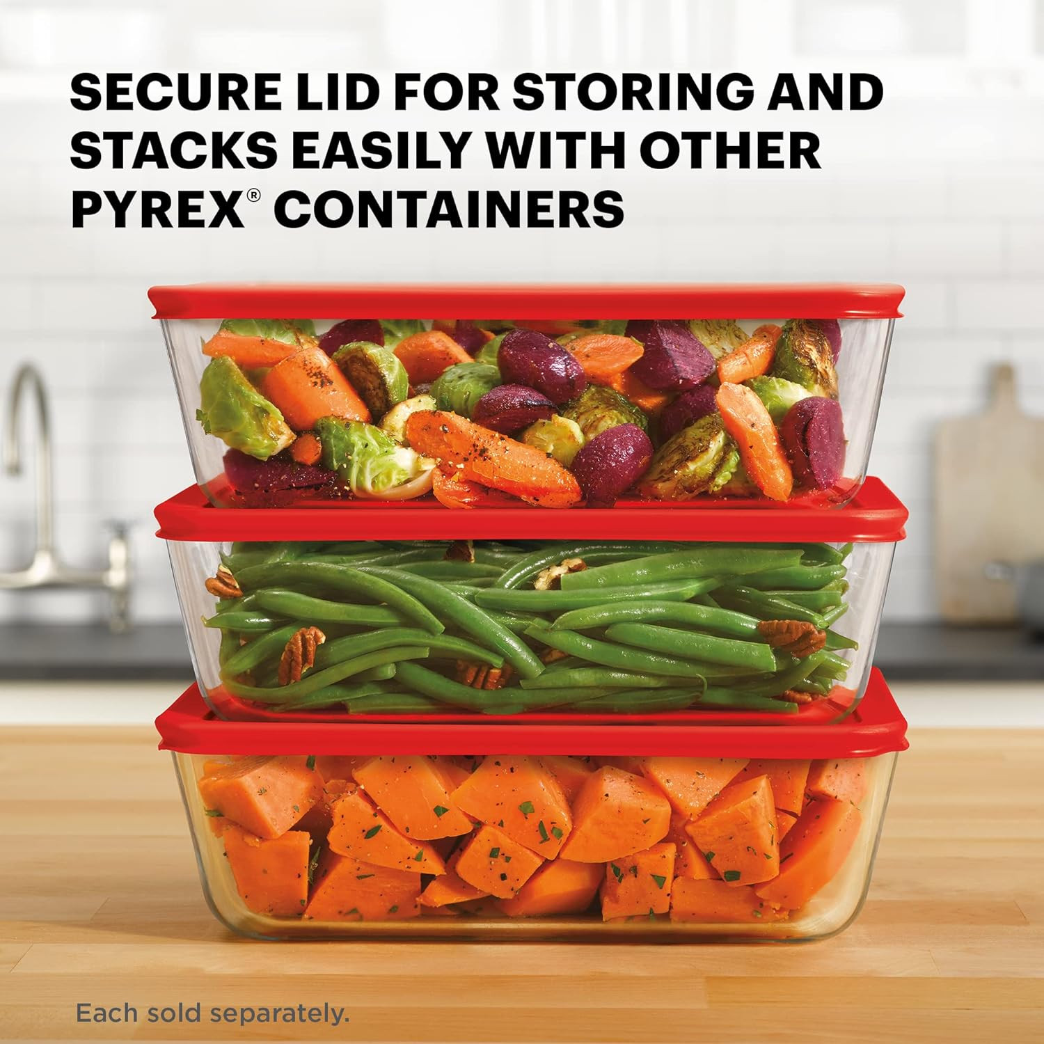 Simply Store Glass Food Storage Container, Snug Fit Non-Toxic Plastic Bpa-Free L
