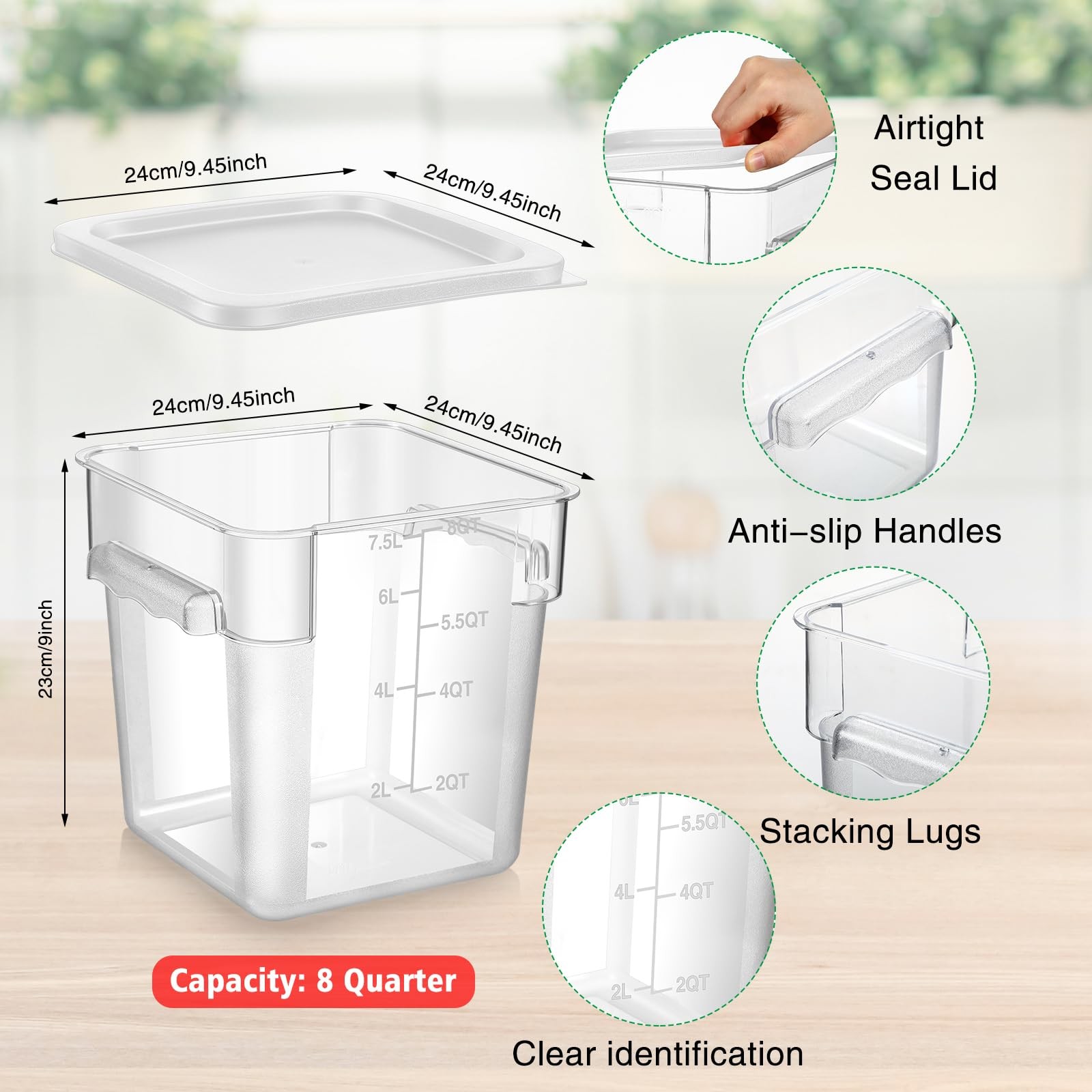 FoldTier 2 Pieces Square Food Storage Containers Polycarbonate Clear food Con…