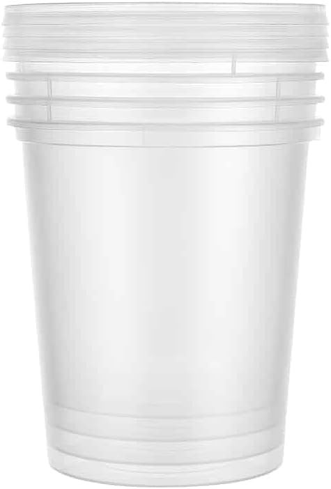 32oz Clear Round Plastic Container with Lid Disposable Storage Container 72 Pcs