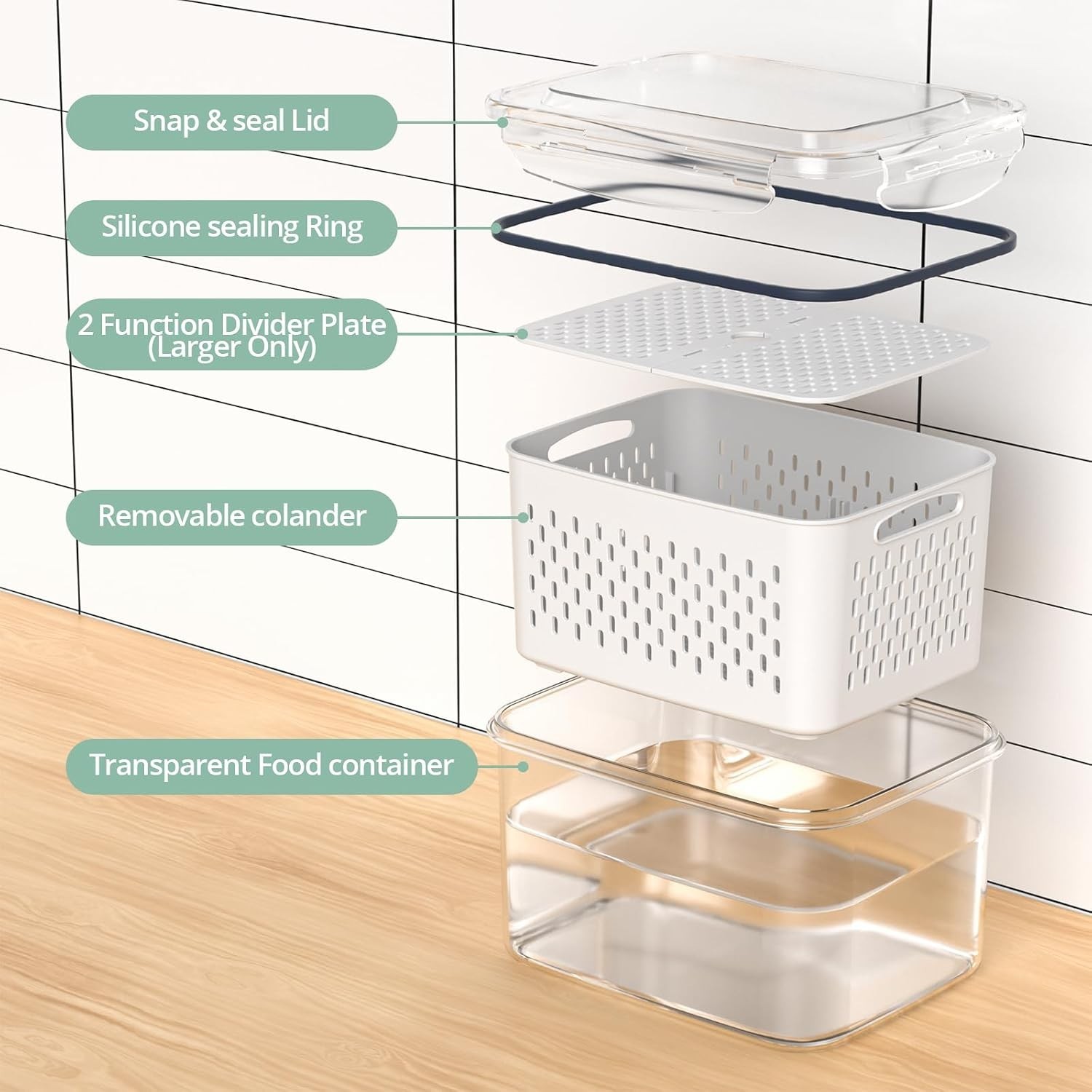 Fruit Storage Containers for Fridge with Removable Colander, 8 Pack Fruit Con…