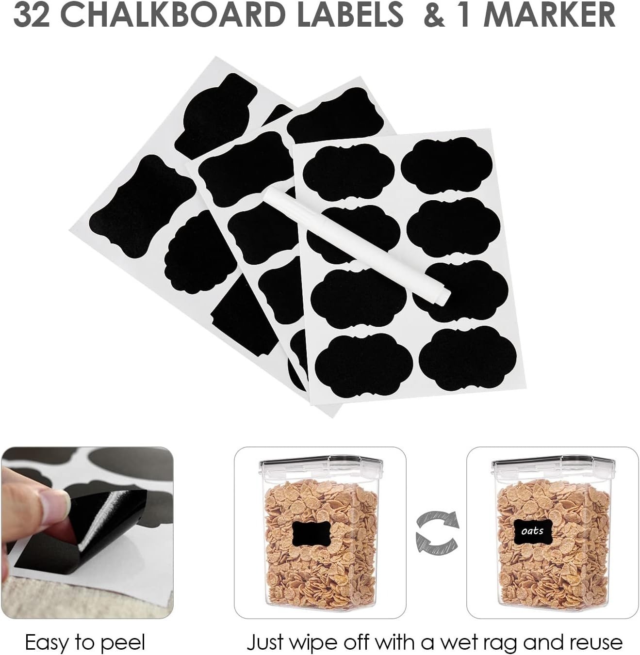32pcs Airtight Food Storage Containers Set BPA Free Plastic Kitchen Organizers