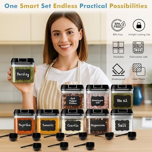 9PC Airtight Food Storage Containers – BPA Free Clear Plastic, Easy Lock Lids, K