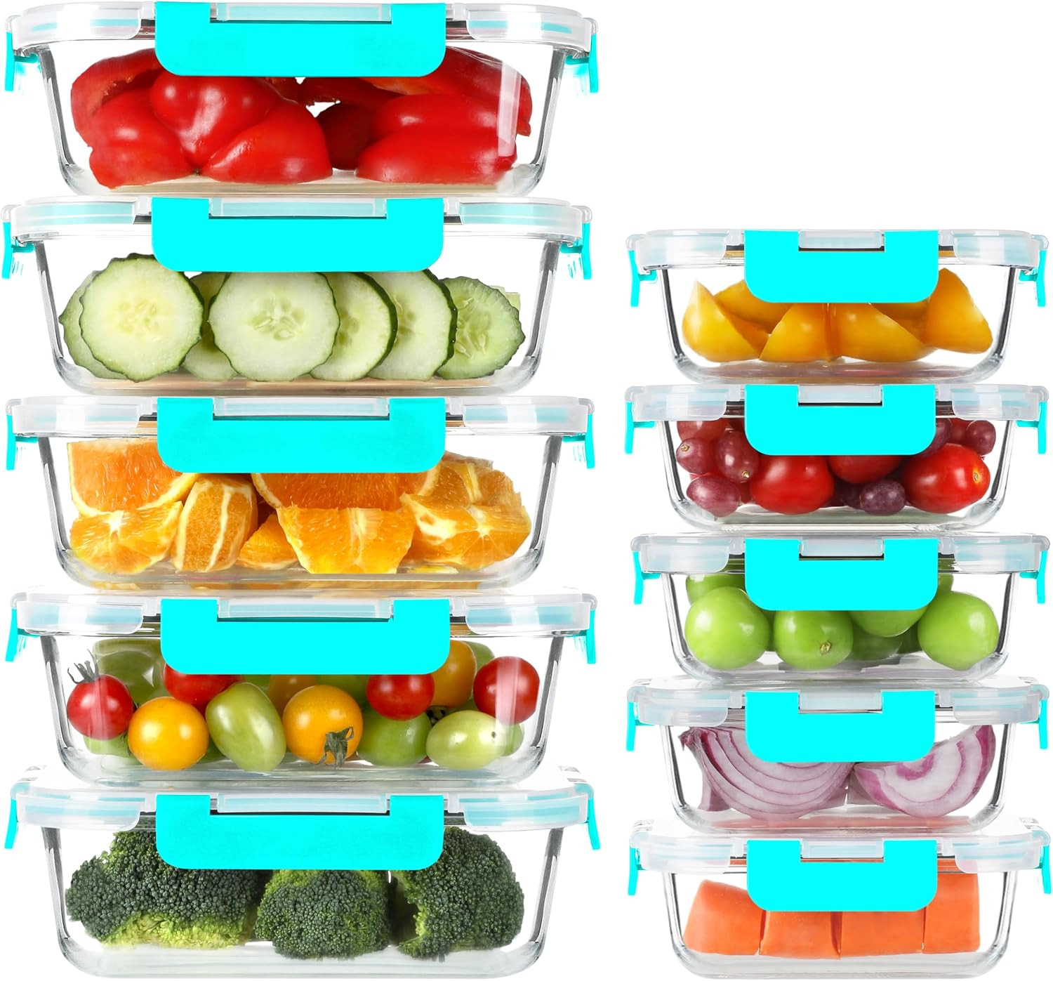 10 Pack Glass Meal Prep Containers, Glass Food Storage Containers with Lids, Air
