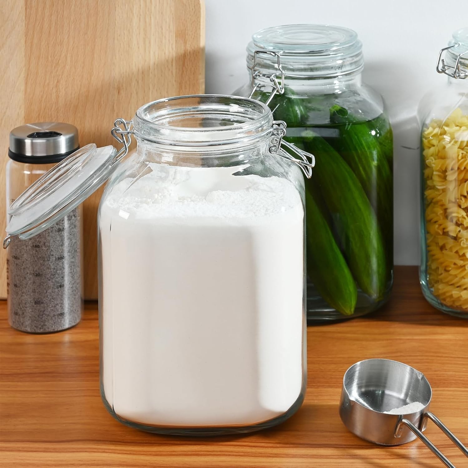106oz Square Glass Jars with Airtight Lid, Large Mason Jars, Wide Mouth Storage