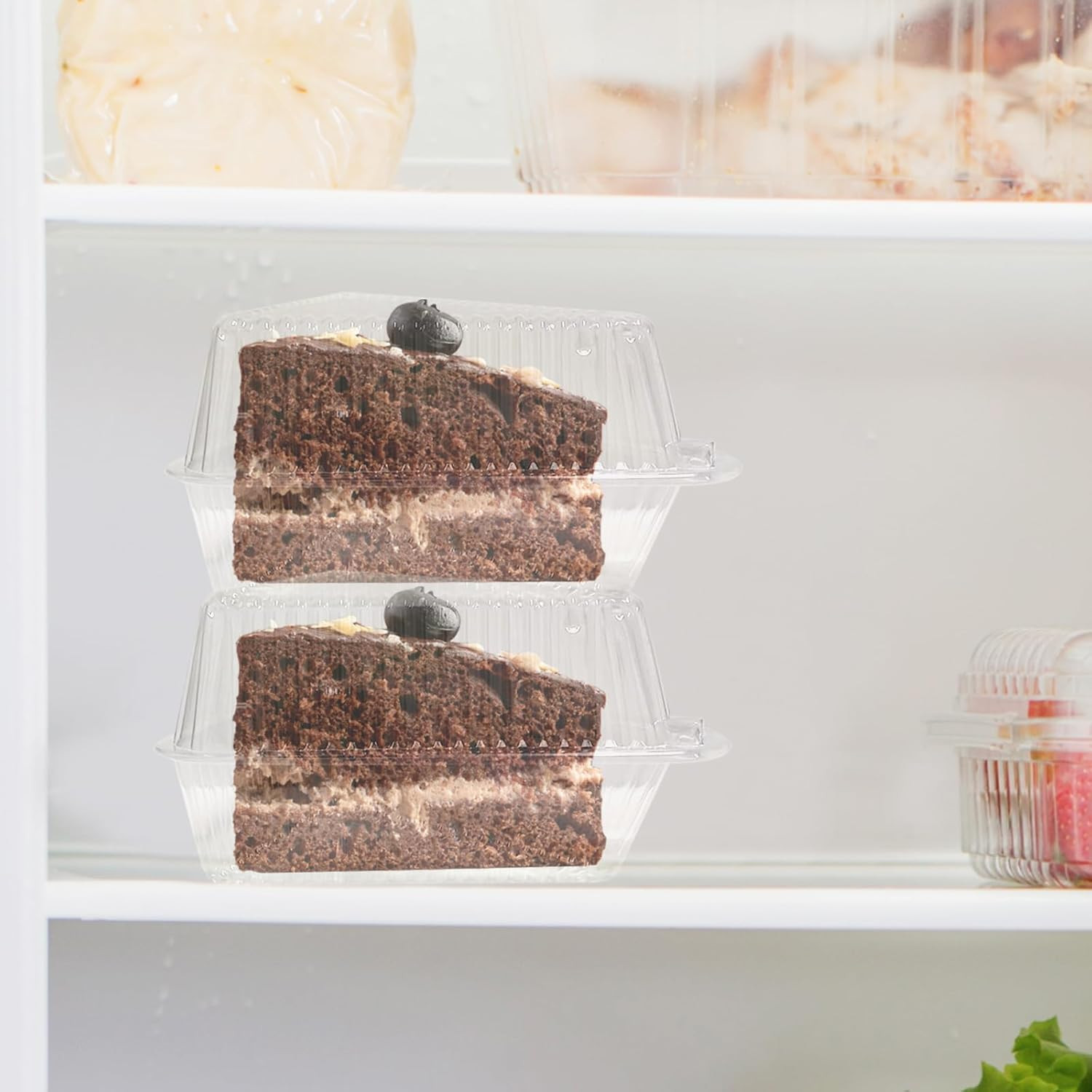 YOIYINI Thickened Extra Large 50Pcs Cake Slice Containers,4.4 Inch Pie Slice Con