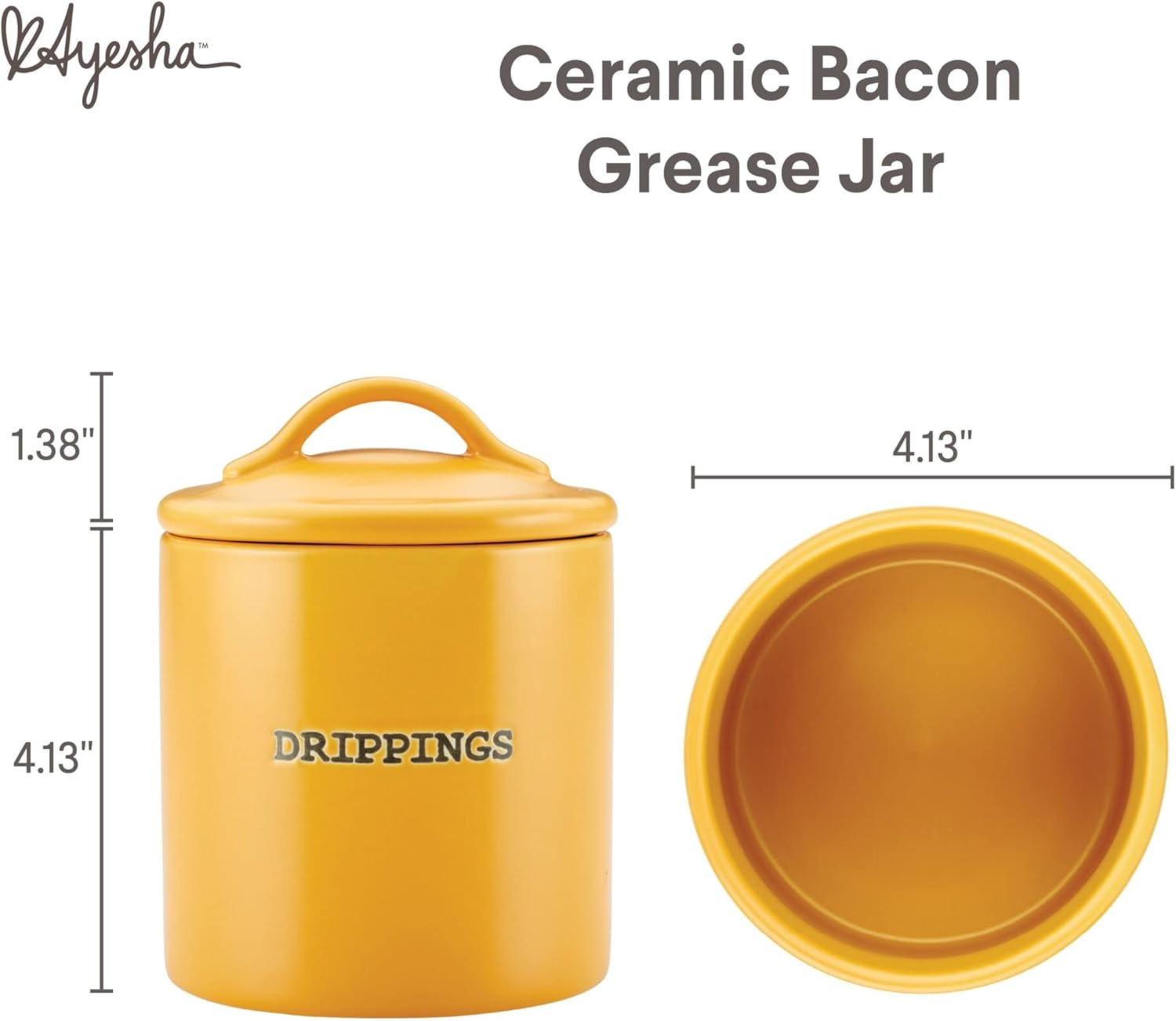 Curry Ceramics Bacon Grease Jar/Container, 21 Ounce – Mustard