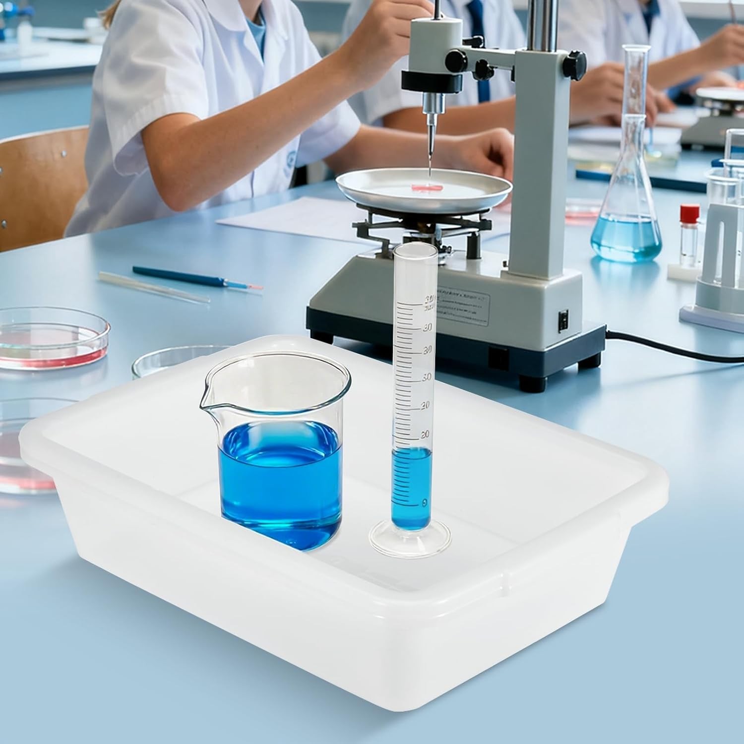 3x Plastic Lab Trays Kitchen Serving Tray Multi-Purpose Lab Storage Sterilizing
