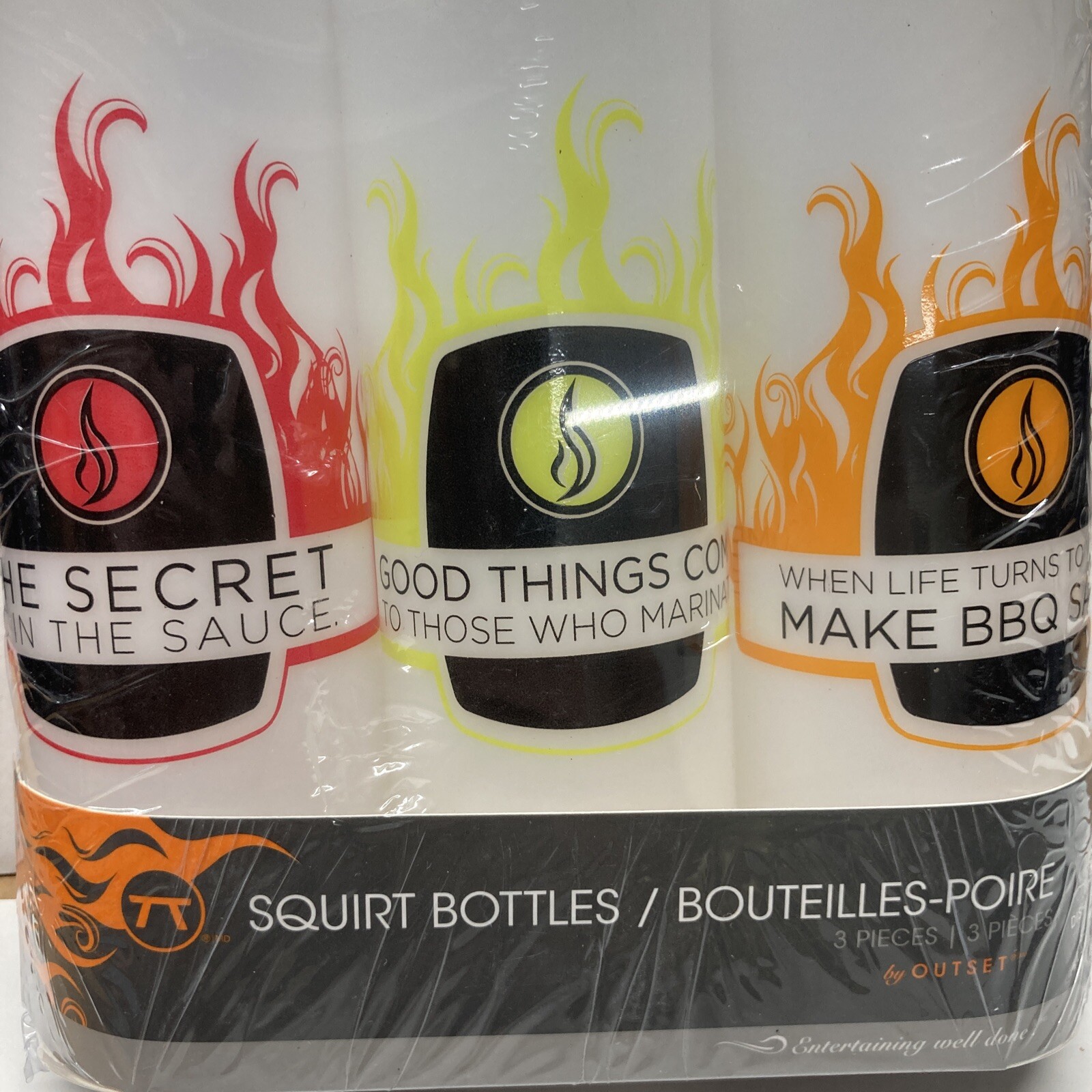 Outset BBQ Condiment Squirt Bottles, Set of Three 14.42oz