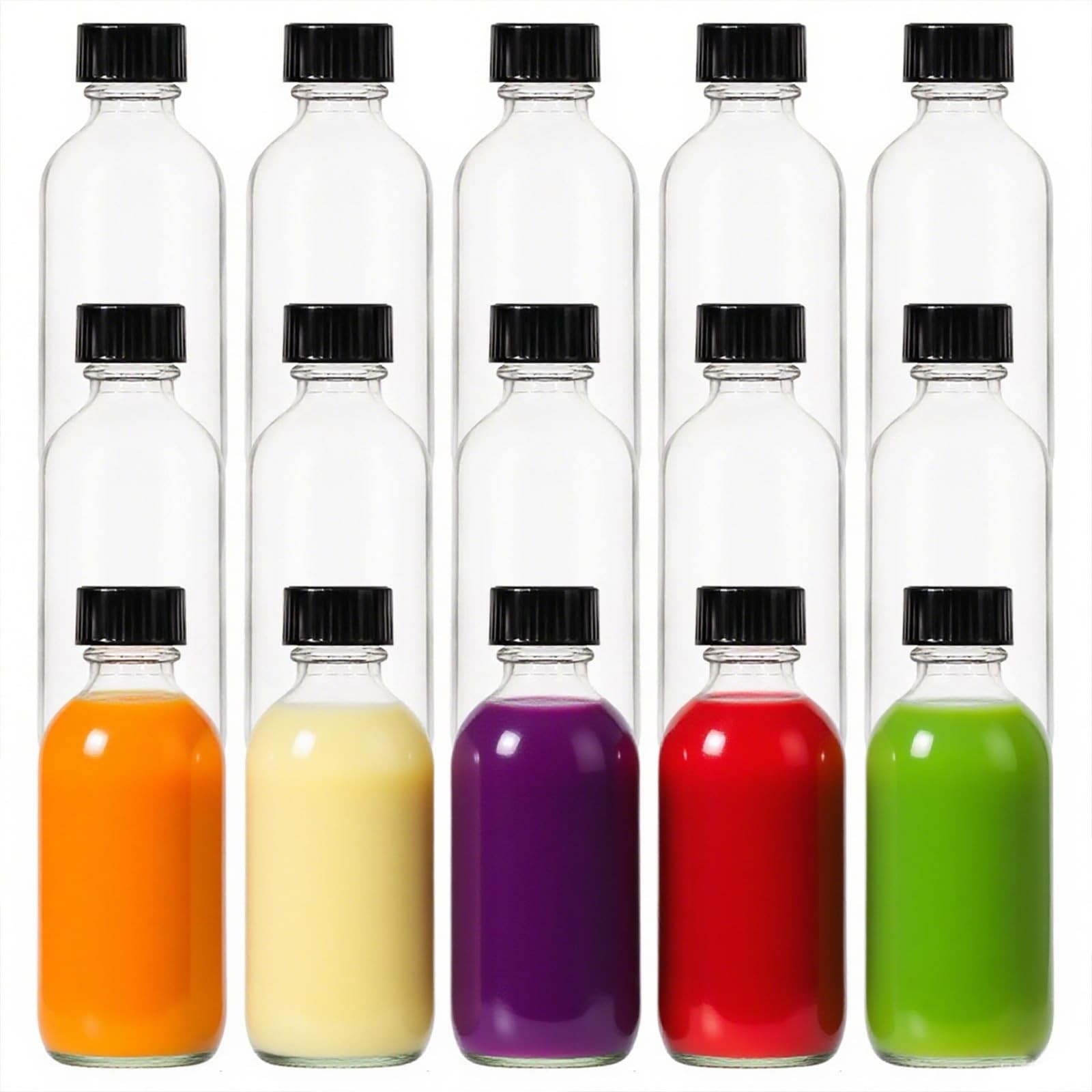 15 Packs 2 oz Boston Round Glass Bottles, Leak-Proof Mini Travel Containers