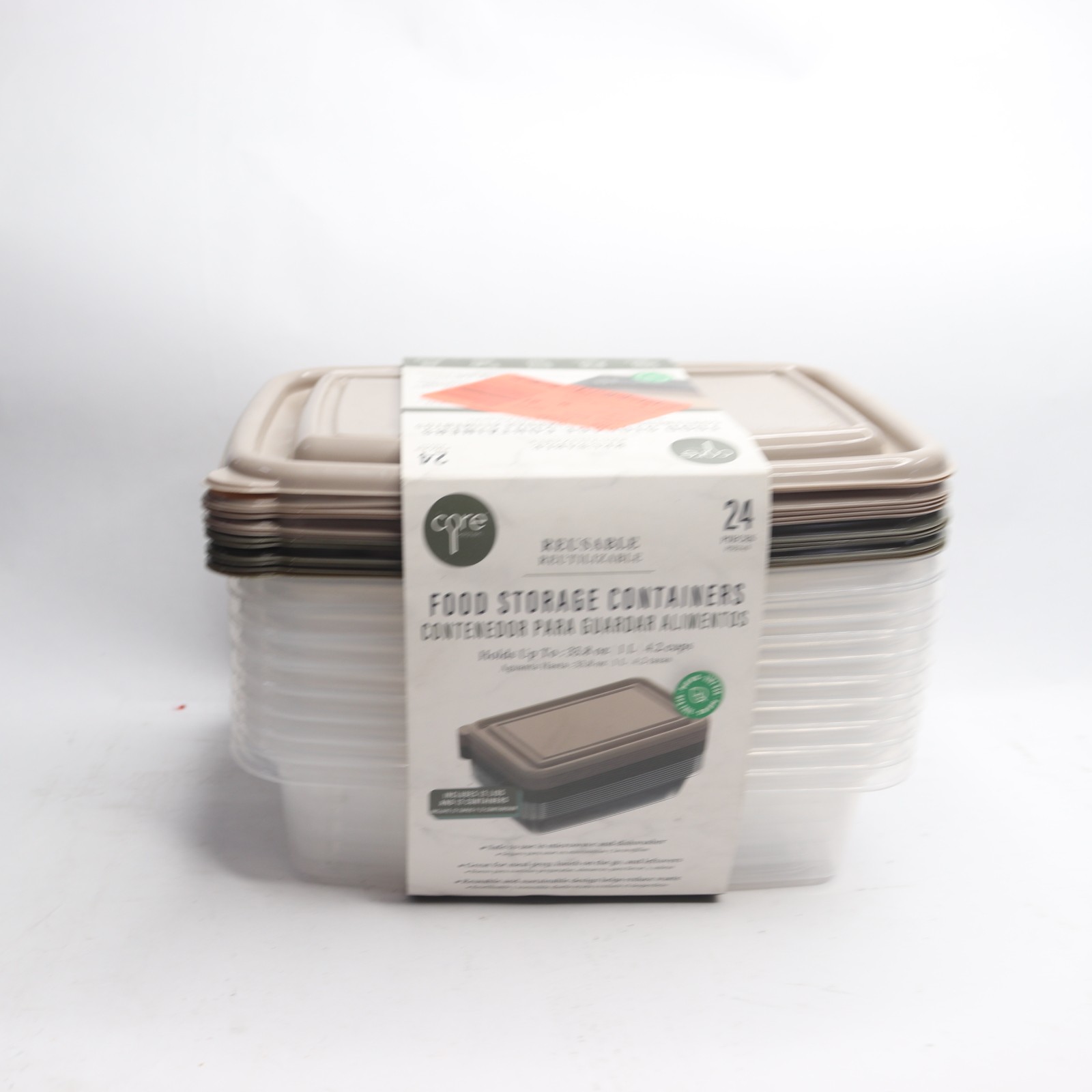 (24-Pk) Core Kitchen Food Storage Containers in Earth Stone Polypropylene