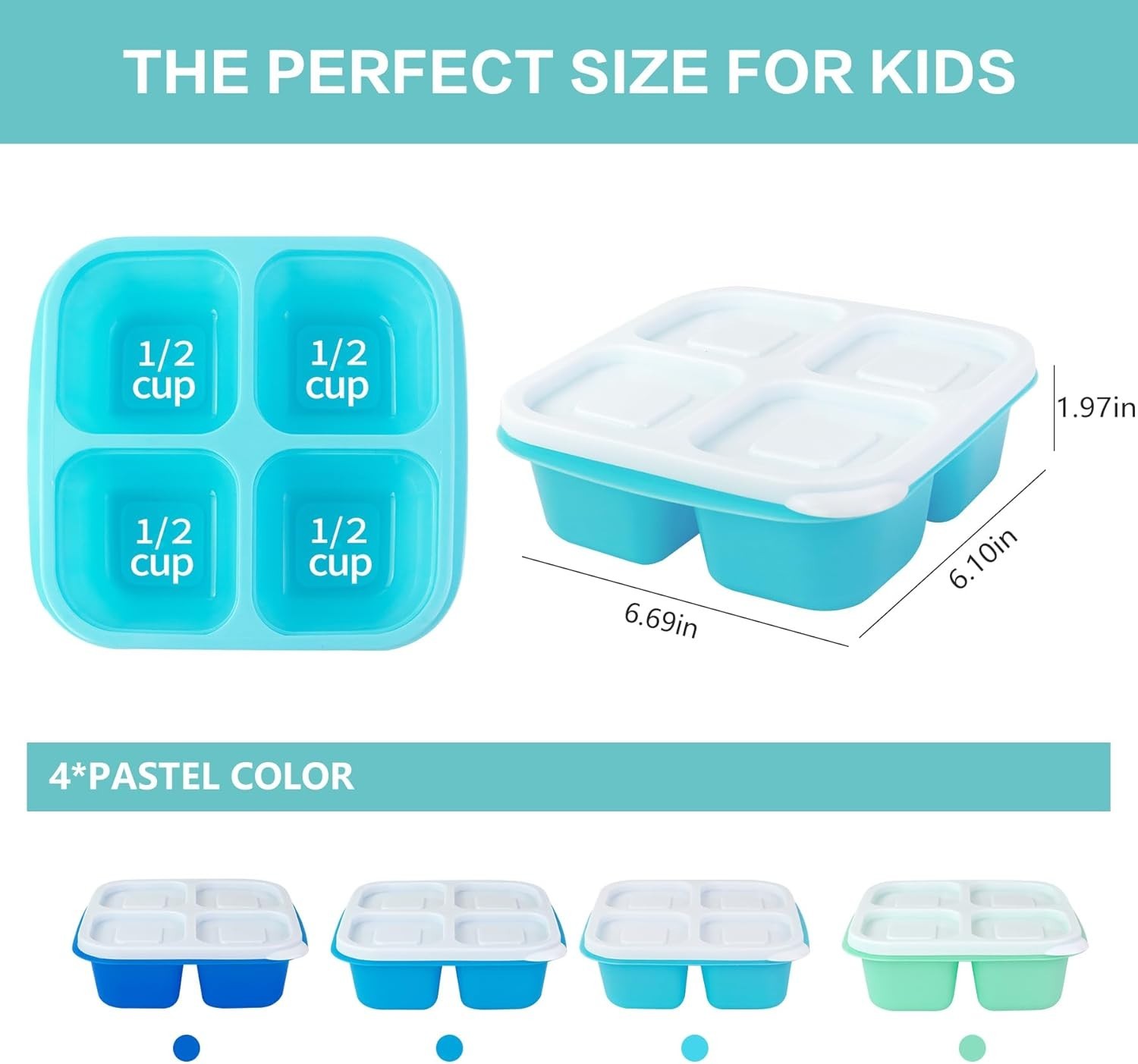 Durable 4-Compartment Food Containers for Office and Travel – 4 Pack Bento Boxes