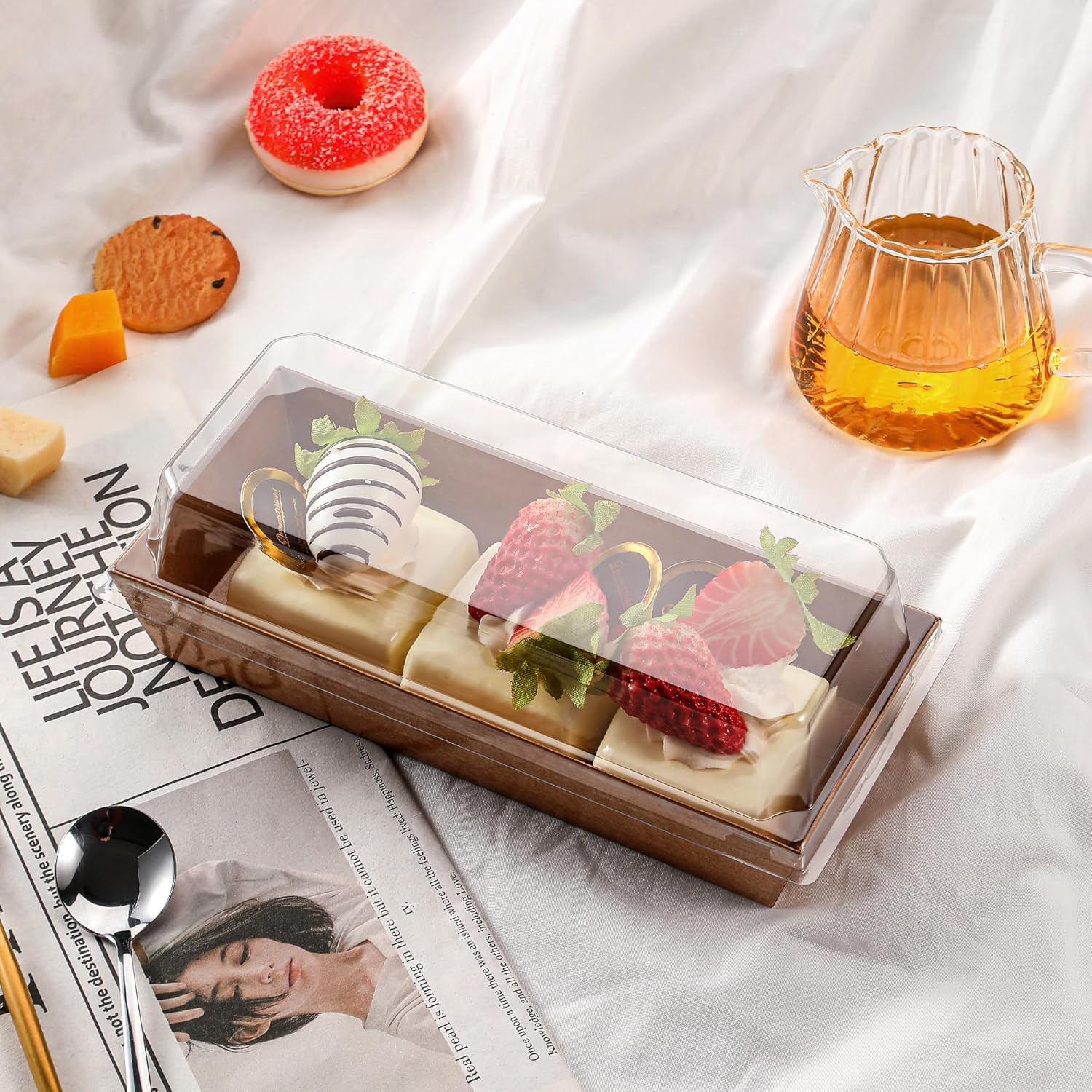 50 Pack 7.5X3.3 Inches Small Charcuterie Boxes with Clear Lids – to Go Paper Min