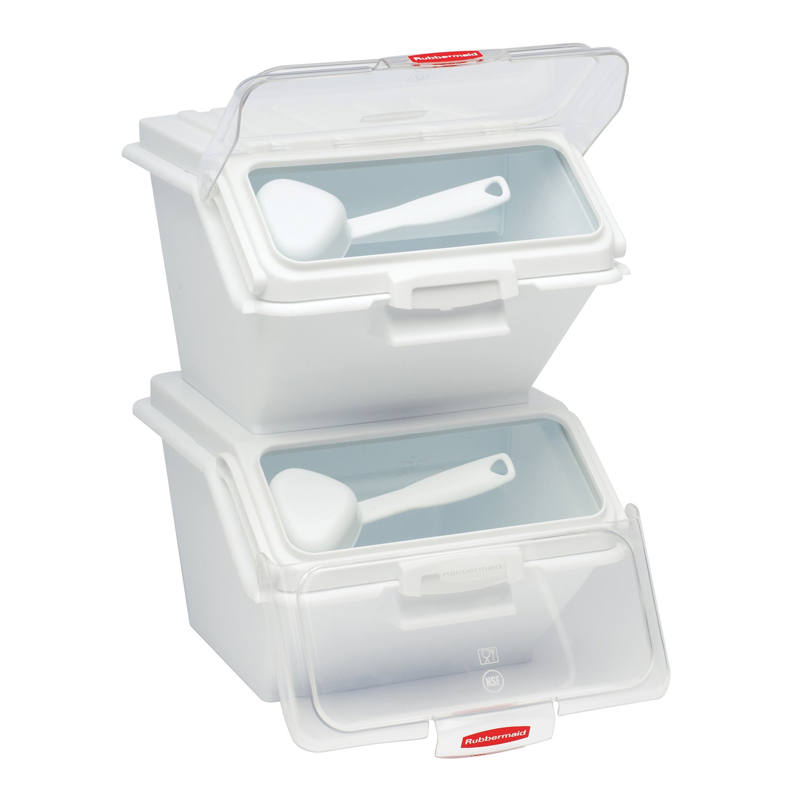 40 Cup White Food Storage Container with Measuring Scoop and Clear Lid