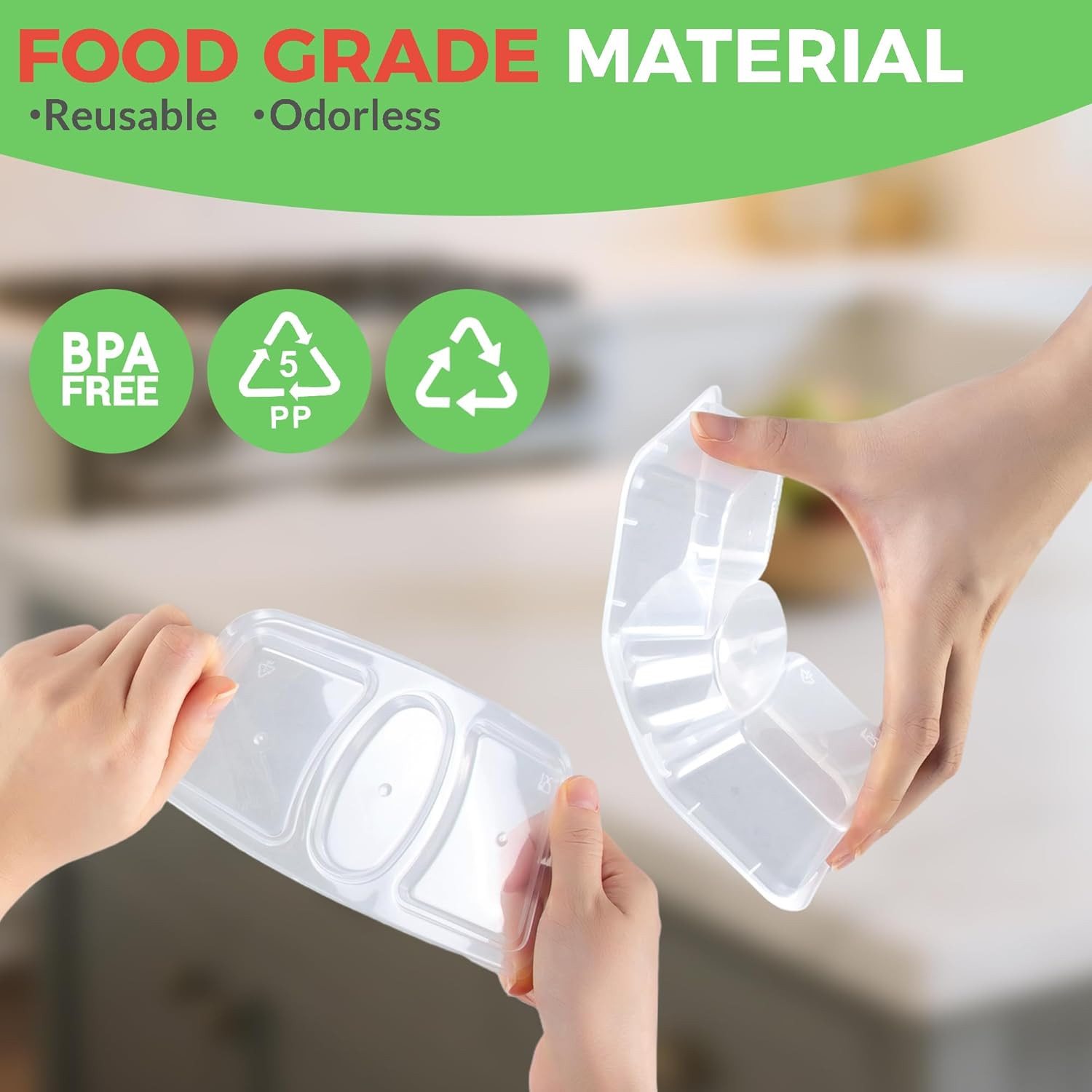 8 OZ Reusable Snack Containers with Lids, New 3 Compartment Condiment Snack Pack