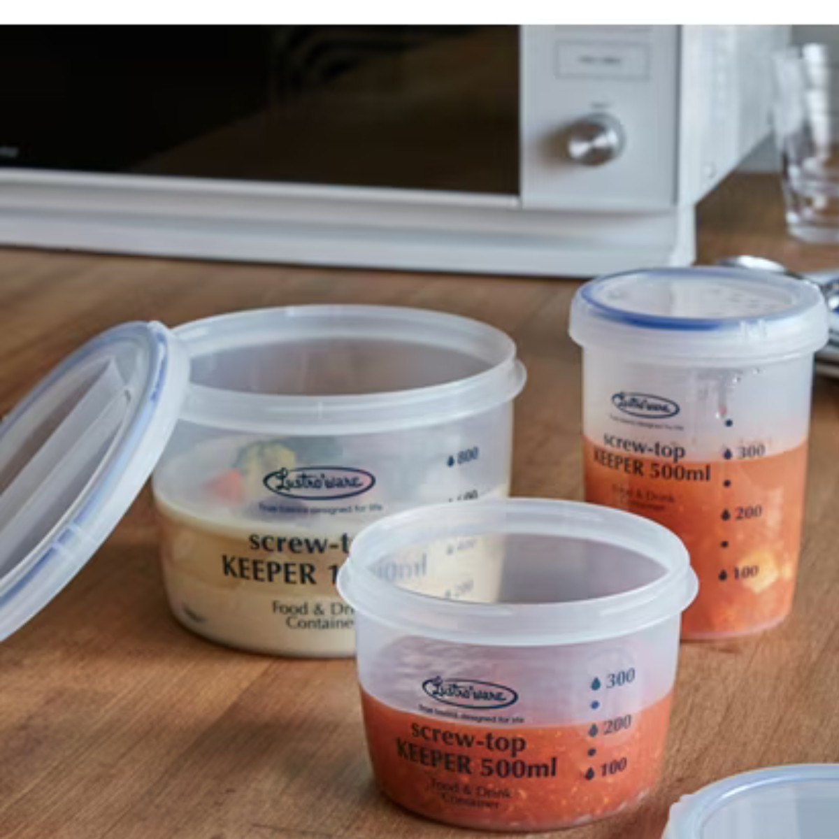 Set of 3, Lustroware Airtight Food Storage Container Set with Screw Top Lid
