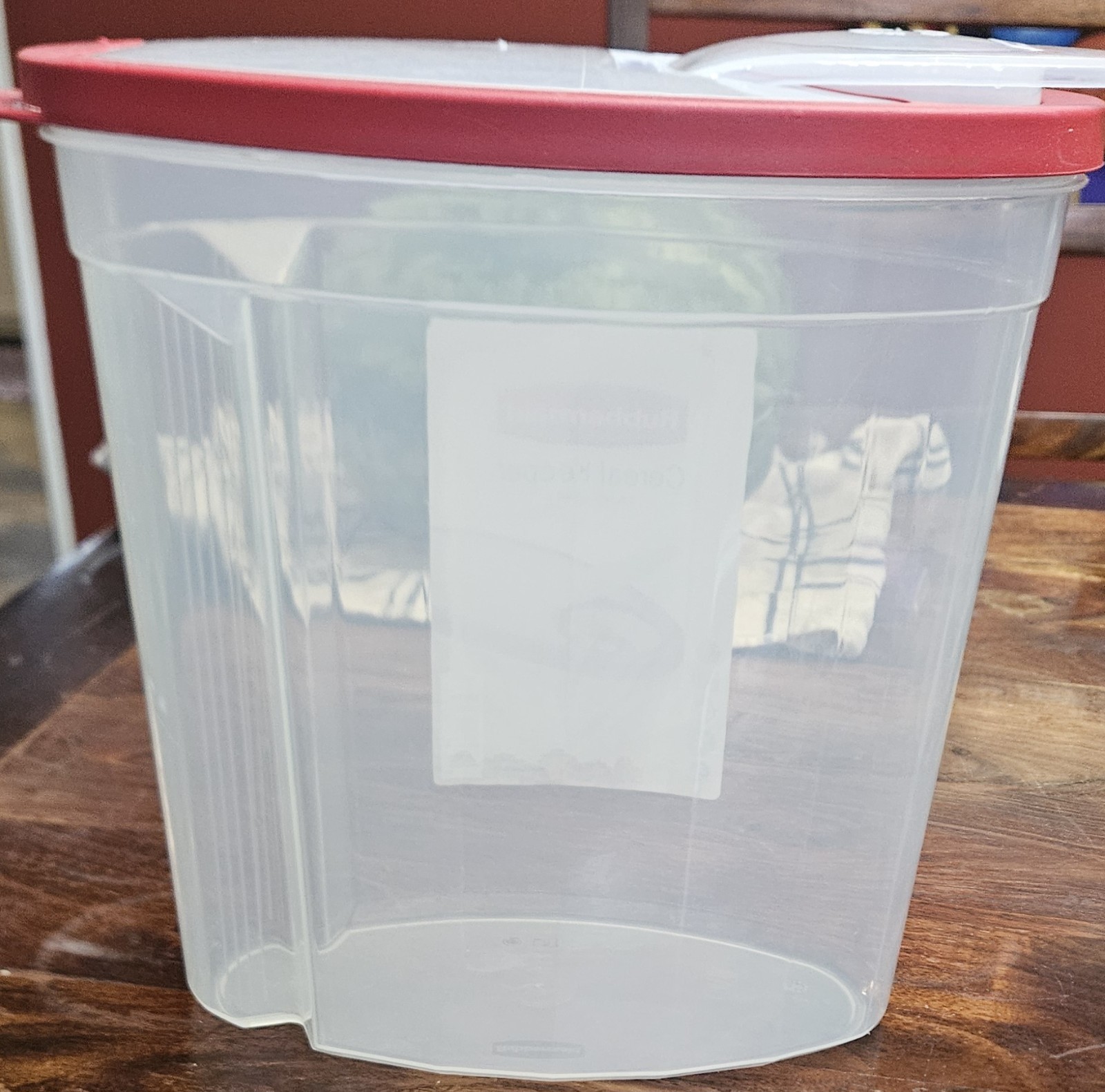 Rubbermaid 1.5 Gallon Clear Cereal Keeper Red Lid Made in USA Easy Pour 556 P