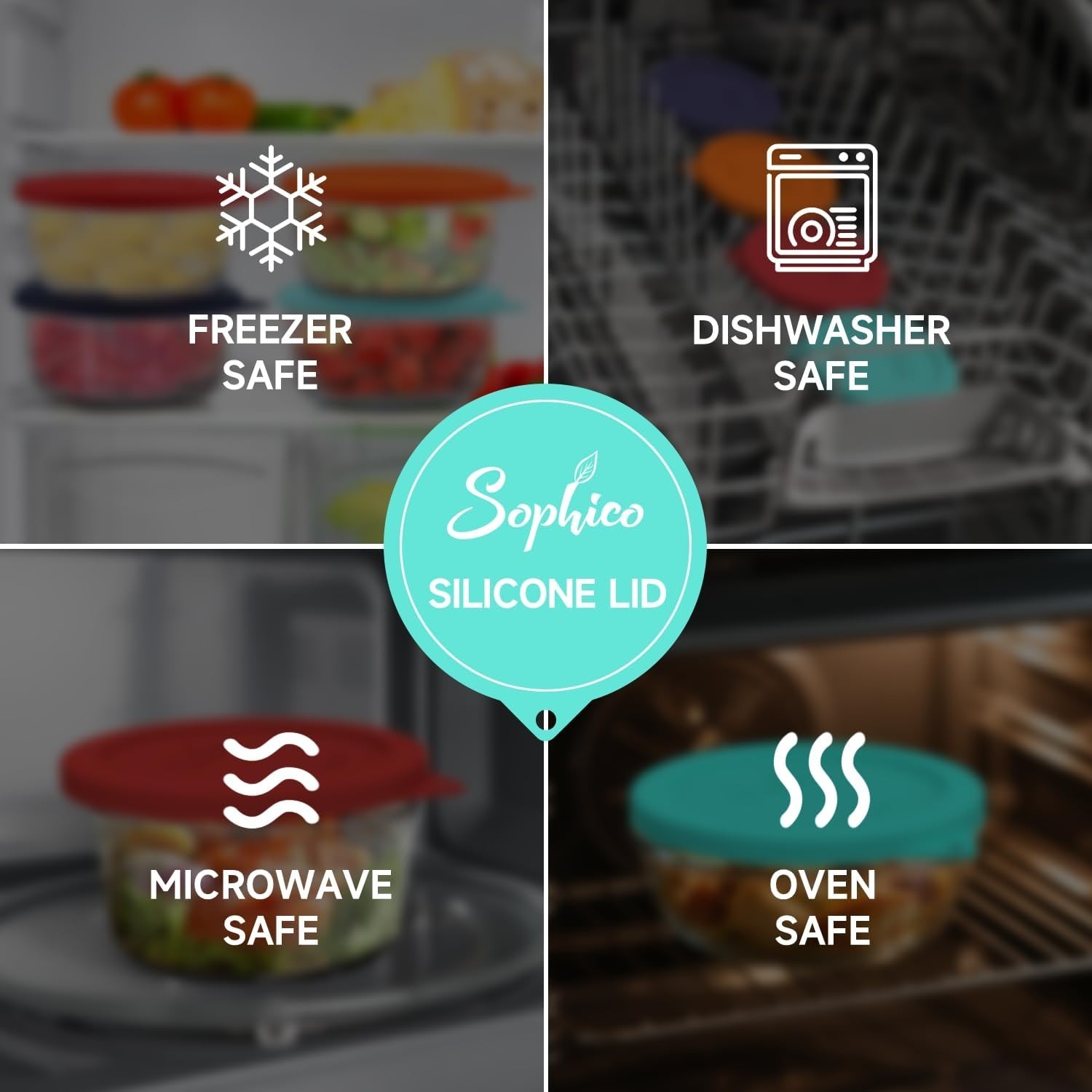 Round Silicone Storage Cover Lids Replacement for Anchor Hocking and Pyrex 74…