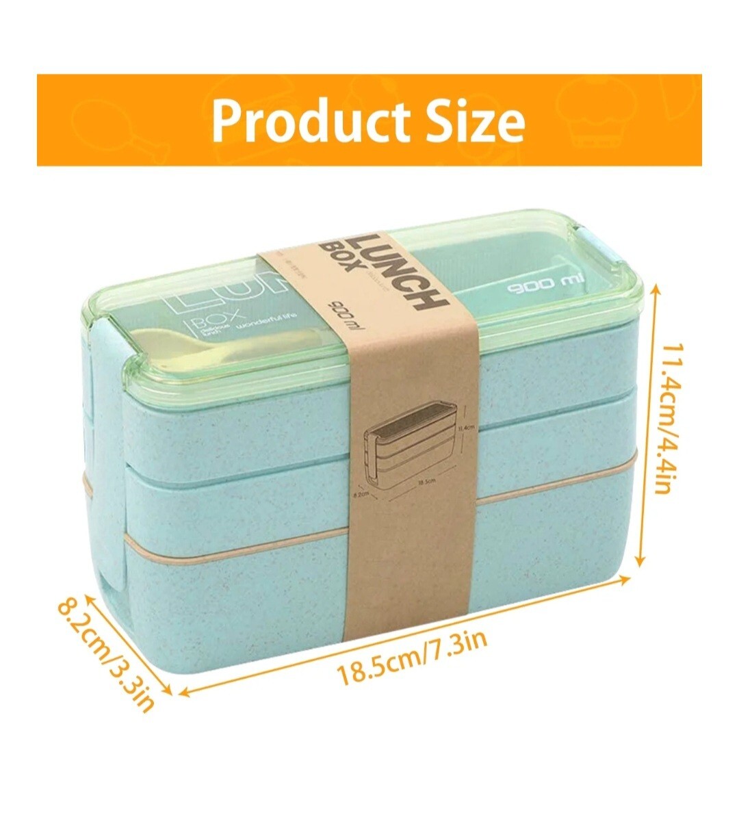 Bento Box for Adults, 3-In-1 Meal Prep Container, 900ML Japanese Lunch Beige
