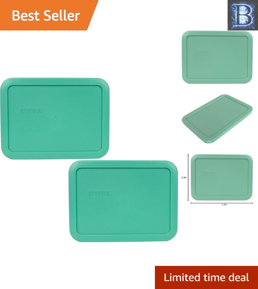 7210-PC 3-Cup Light Green Food Storage Replacement Lids – 2-Pack Durable Seals
