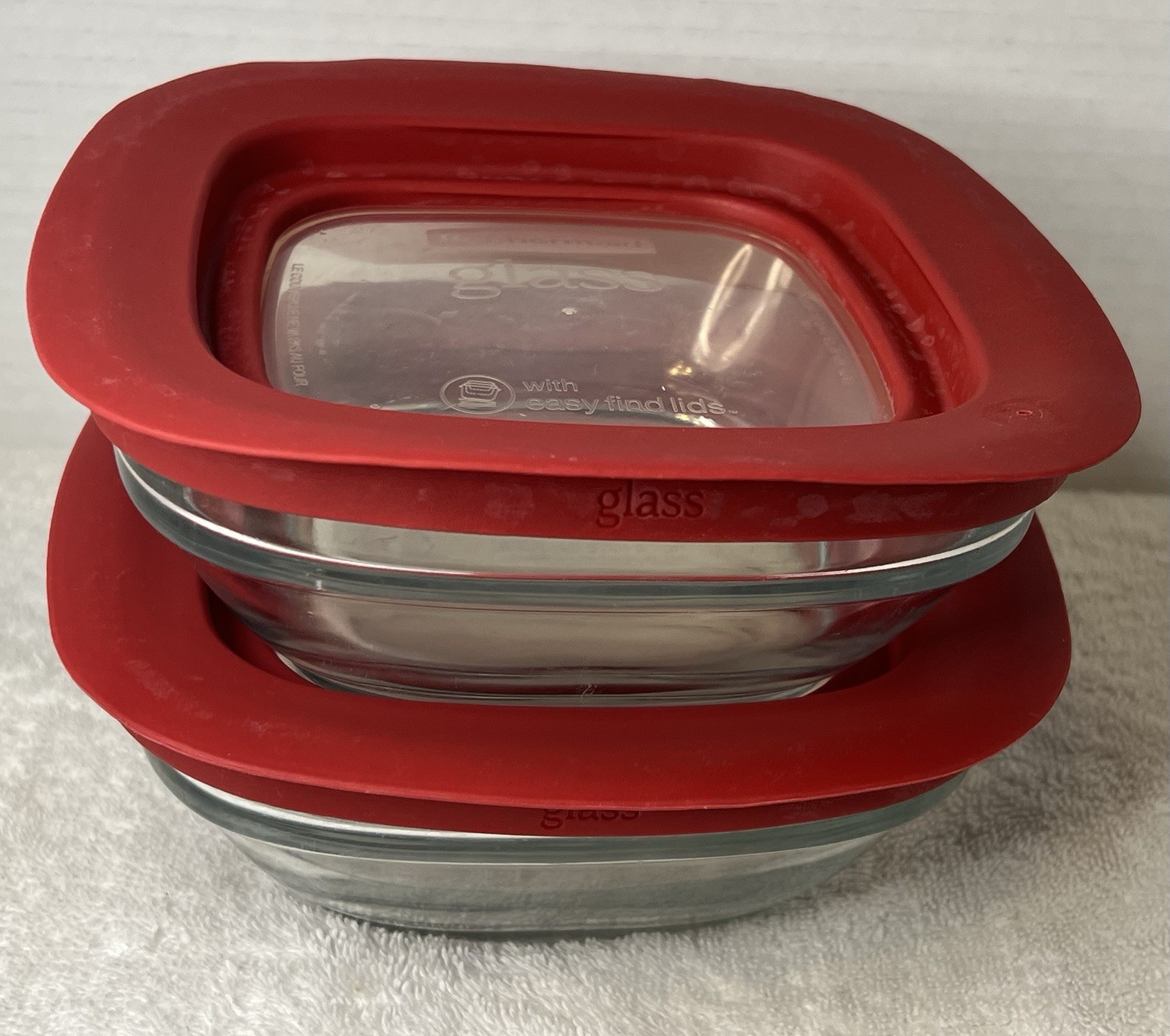 Rubbermaid Glass 2.5 Cup Storage Container 7N62 W/Lids EUC Lot/2 Discontinued