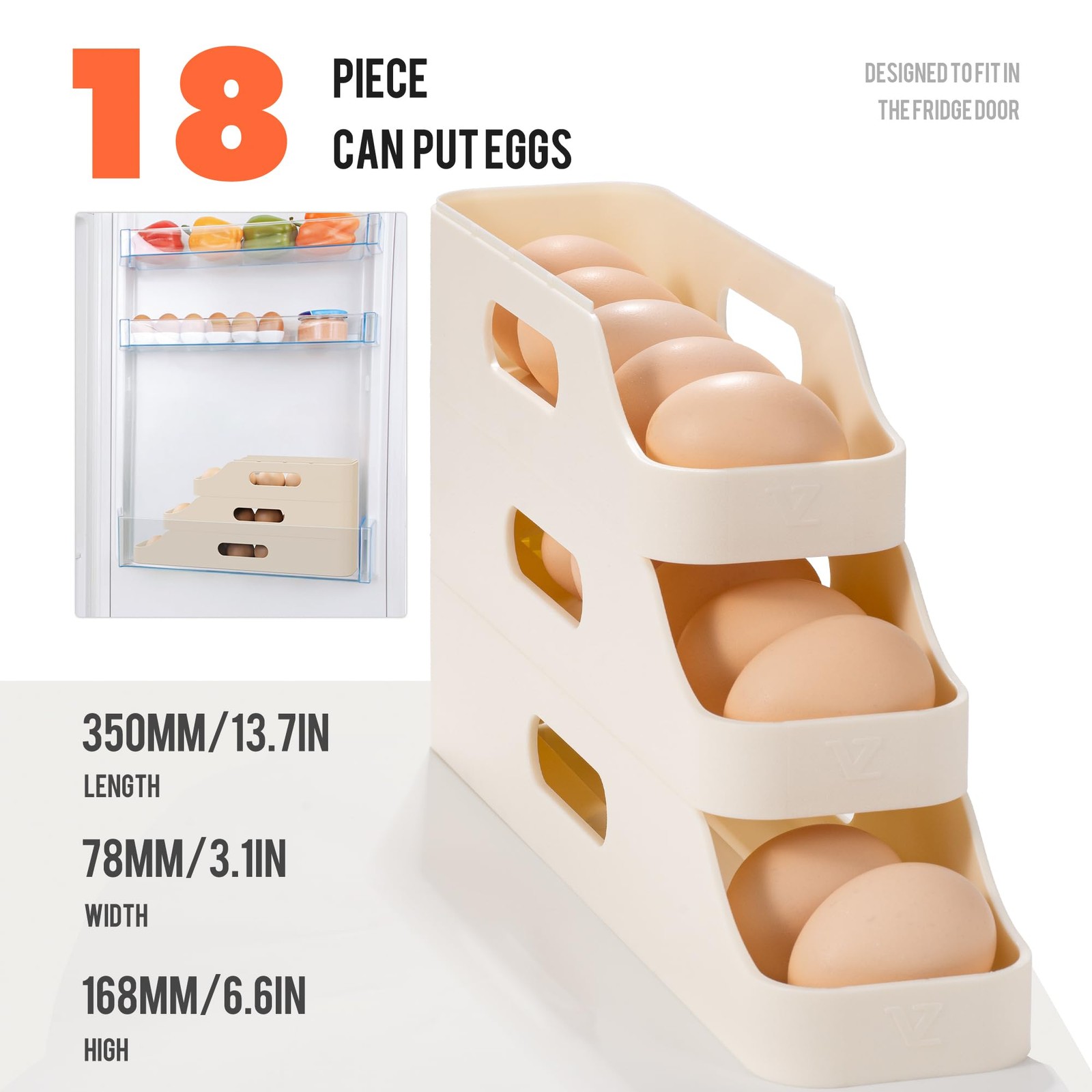 Li&Zhao Rolling Egg Dispenser for Refrigerator – Automatic Egg Holder for Fri…