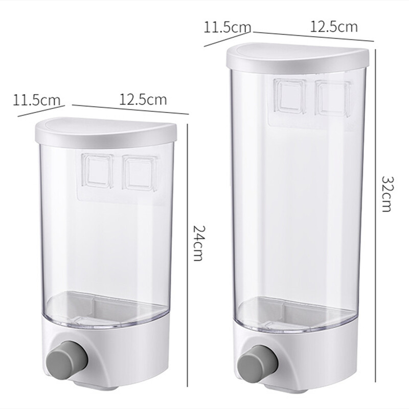 1/1.5L Cereal Dispenser Keep Dry Food Storage Container Wall-mounted Transparent