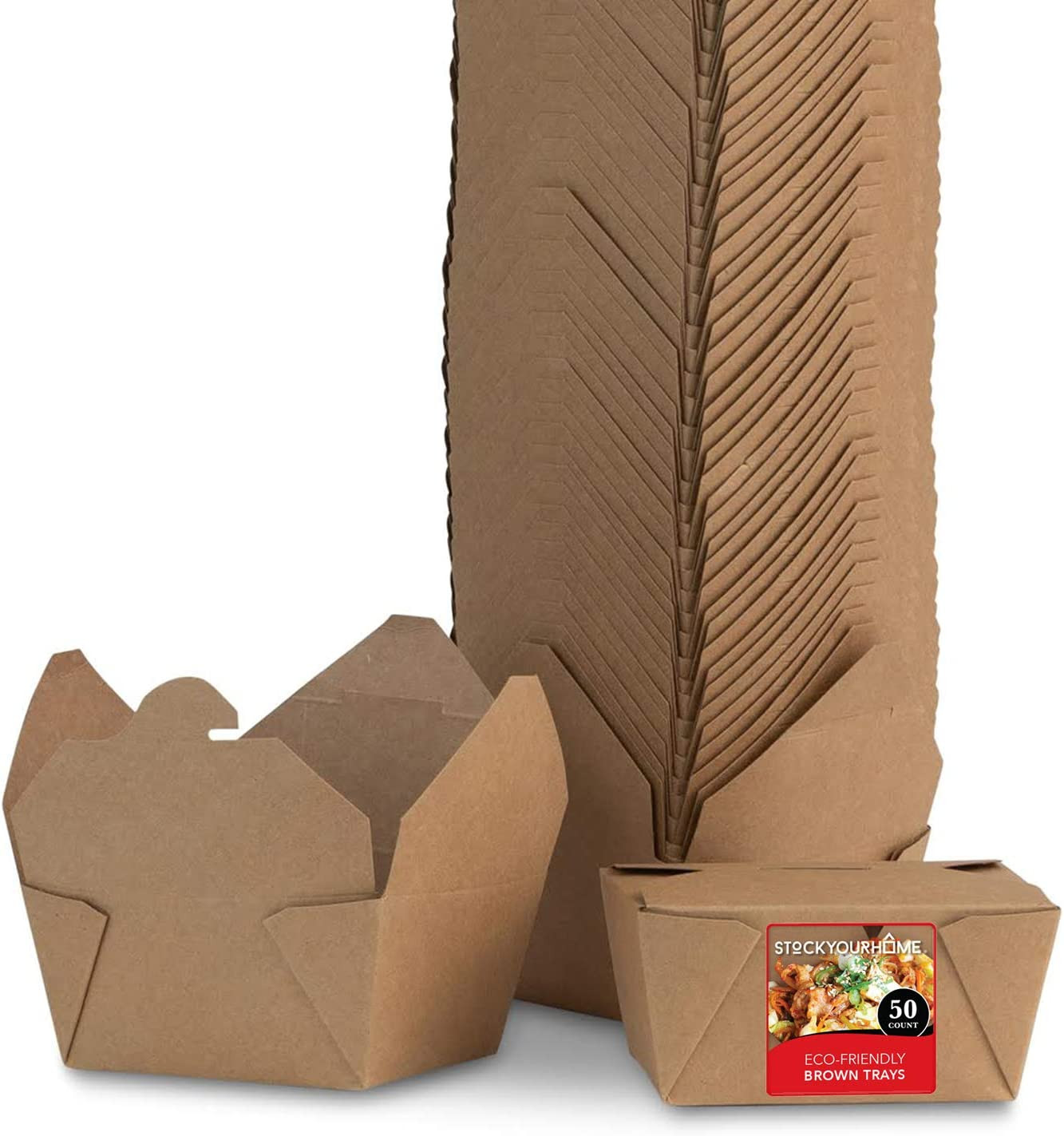 Take Out Food Containers Microwaveable Kraft Brown Take Out Boxes 30 Oz (50 Pack