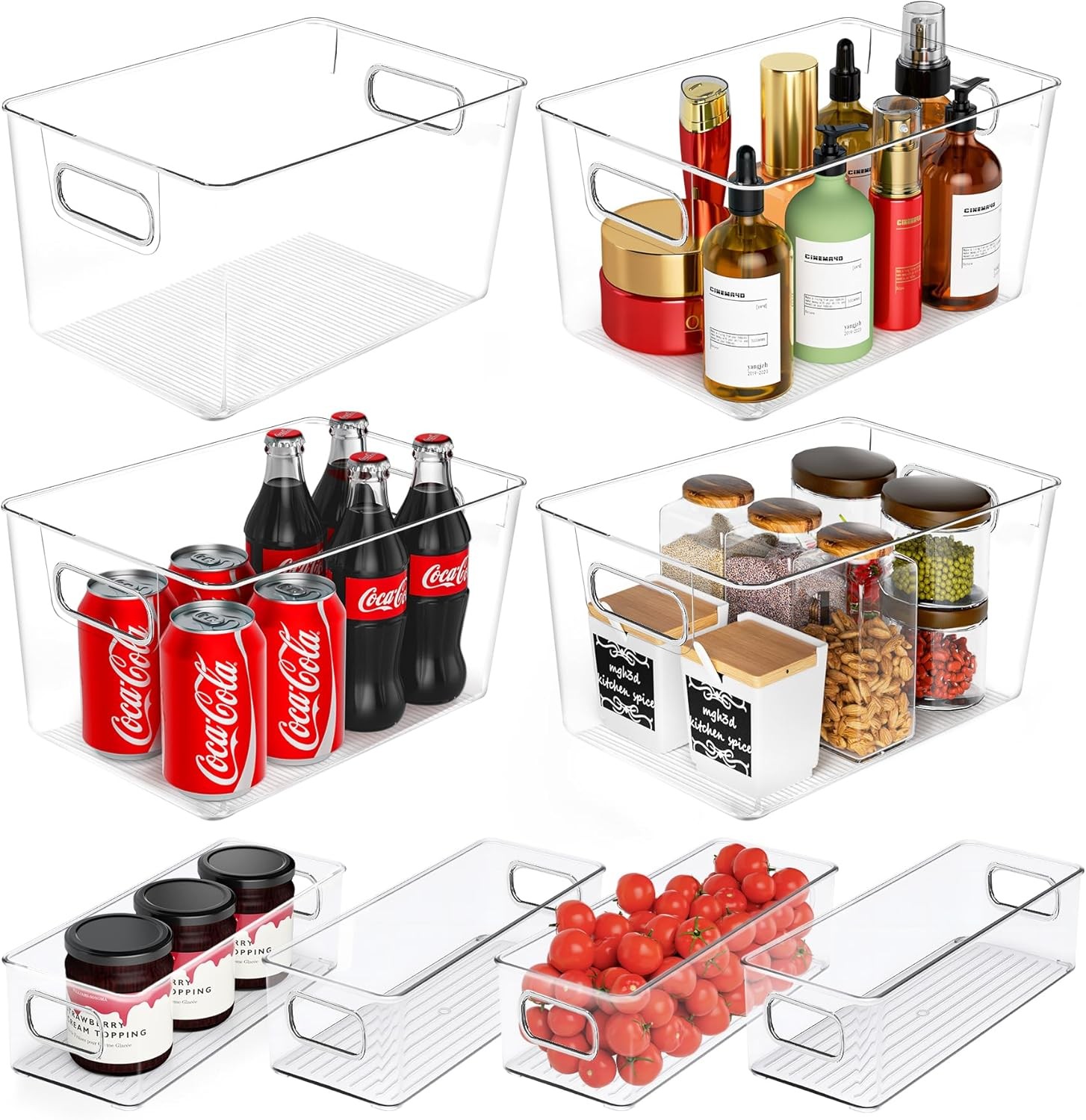 Clear Plastic Storage Bins 8 Pack – Pantry Organizers and Storage,