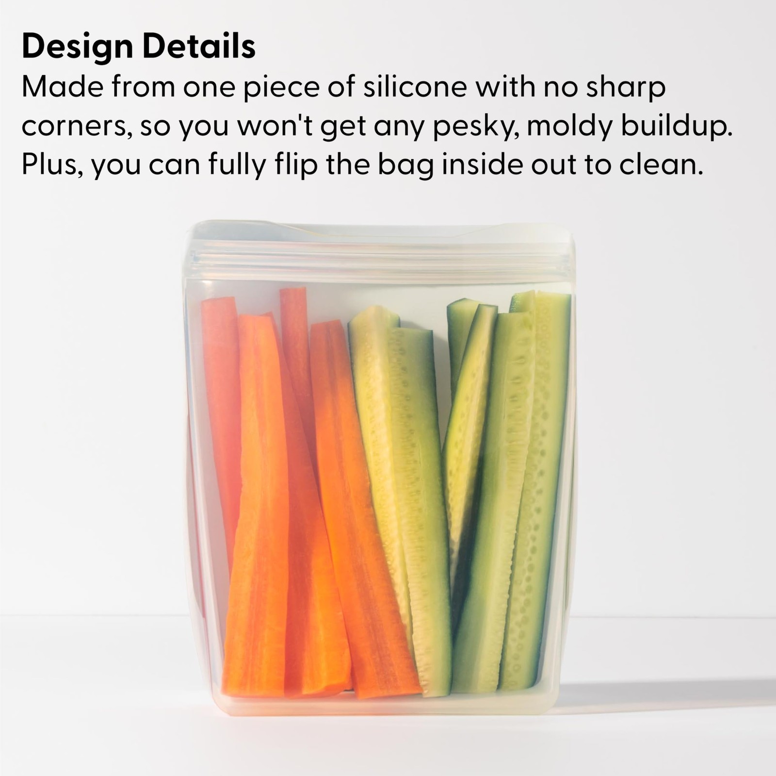 Porter Silicone Reusable Storage Bag, Sandwich (36oz Stand-Up), Cream, Food S…