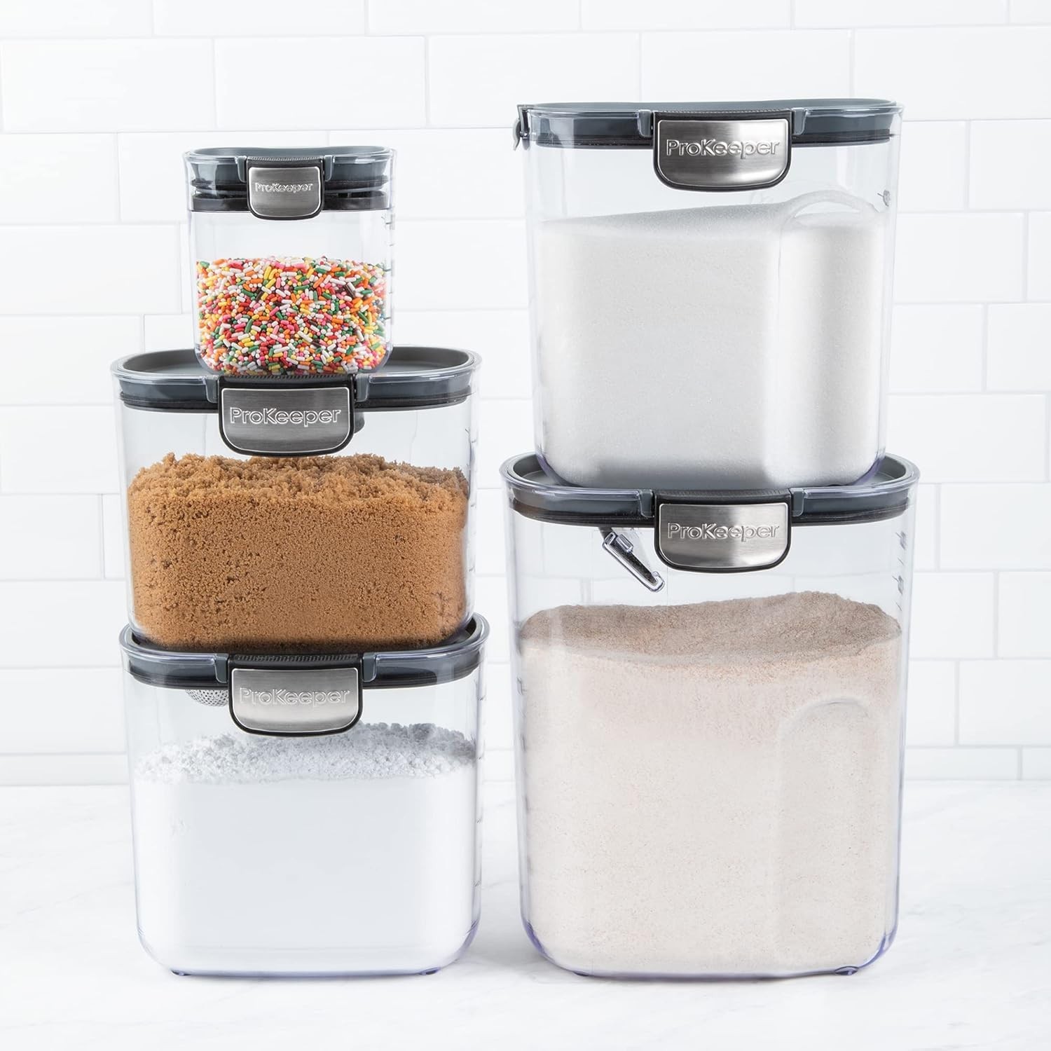 NEW Airtight Food Storage Container Set Clear Kitchen Canisters Grey 9Pc