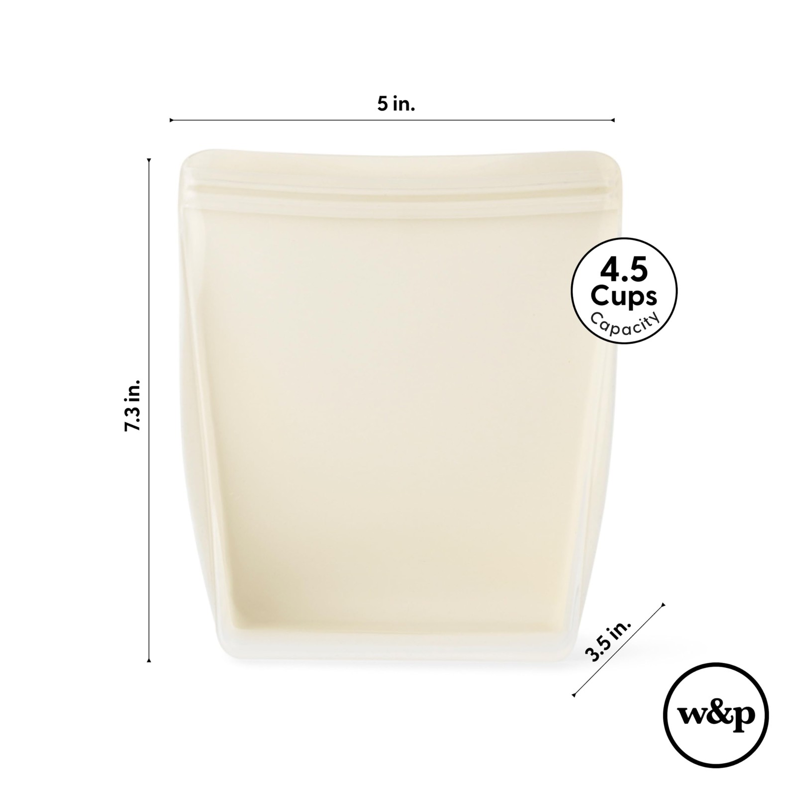 Porter Silicone Reusable Storage Bag, Sandwich (36oz Stand-Up), Cream, Food S…