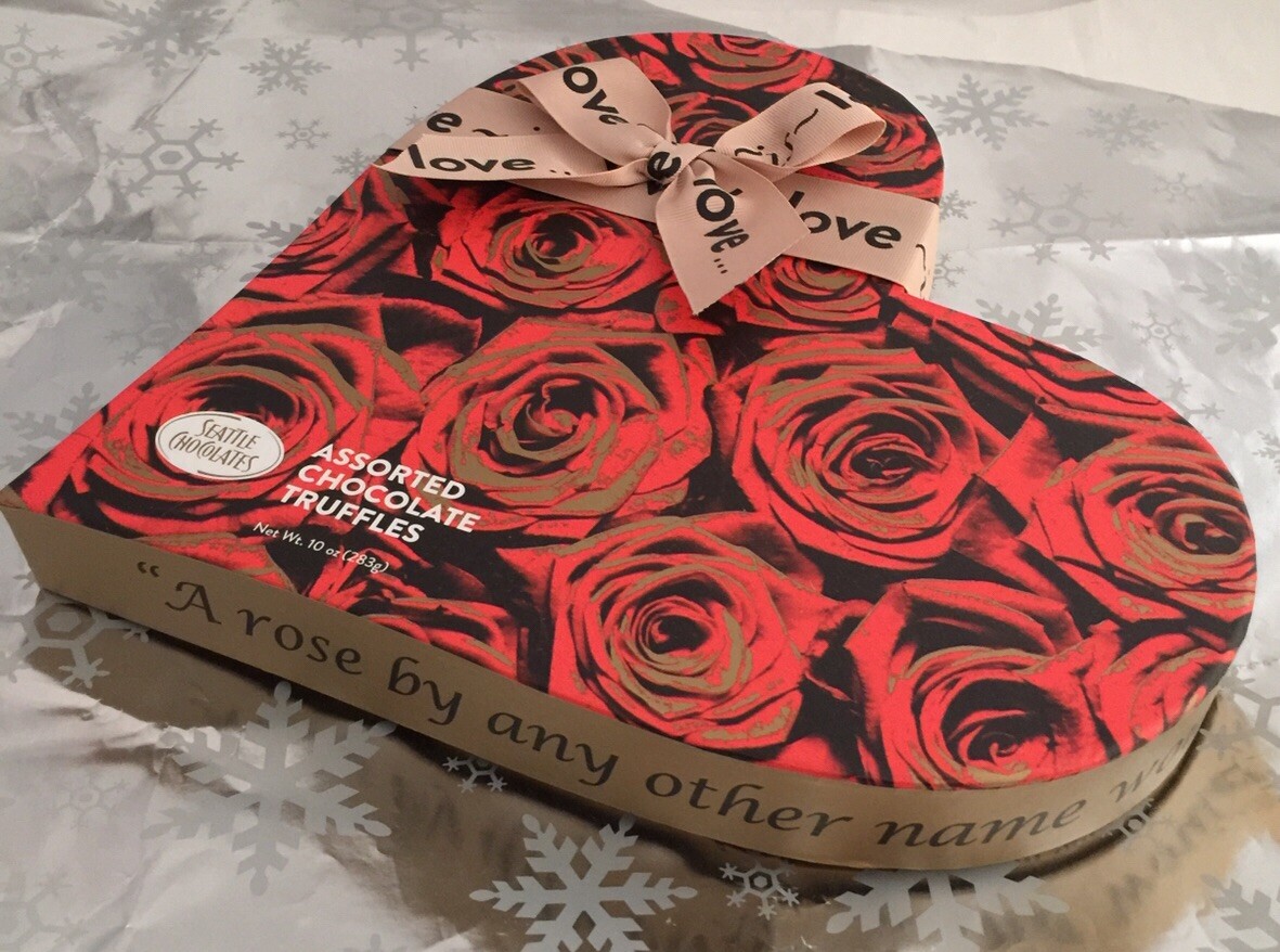 ❤️ Seattle Chocolate EMPTY heart Valentine candy box A Rose Is Sweet
