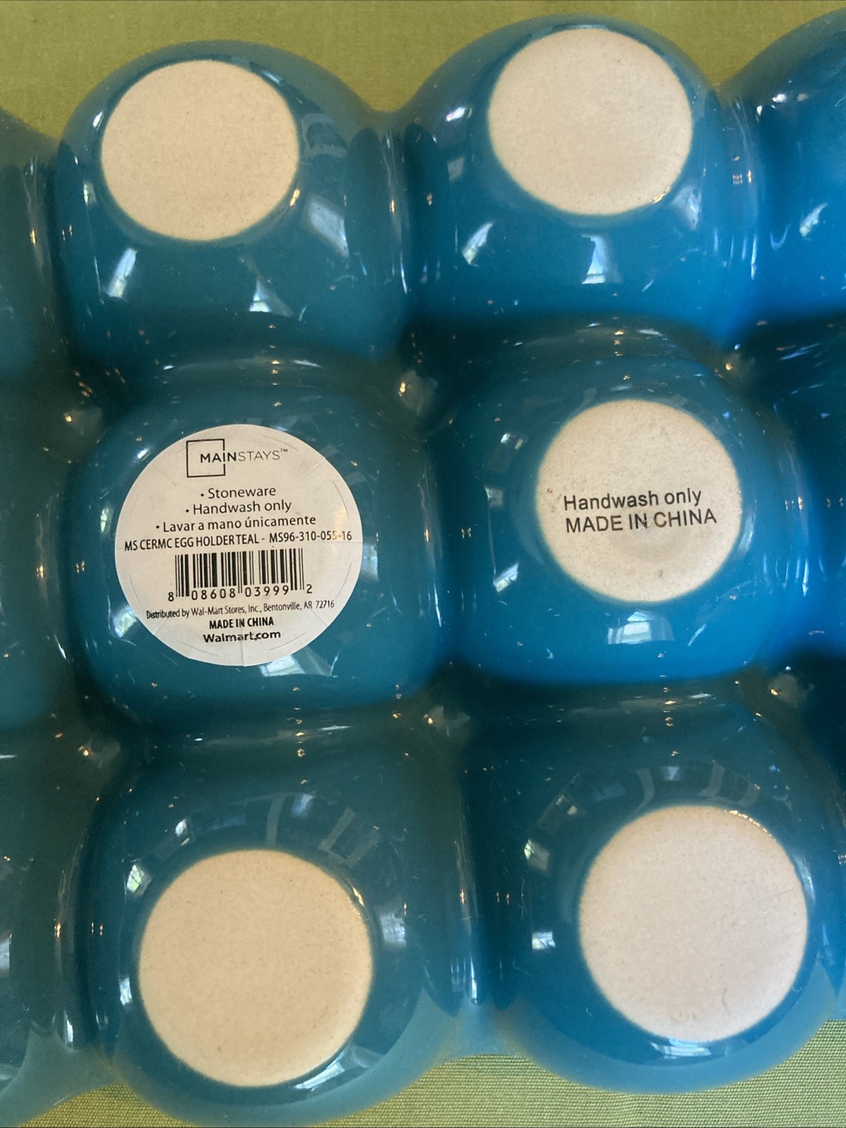 Teal Ceramic Egg Deviled Egg Holder Carton Crate for 12 Eggs 7.5”x5.5”