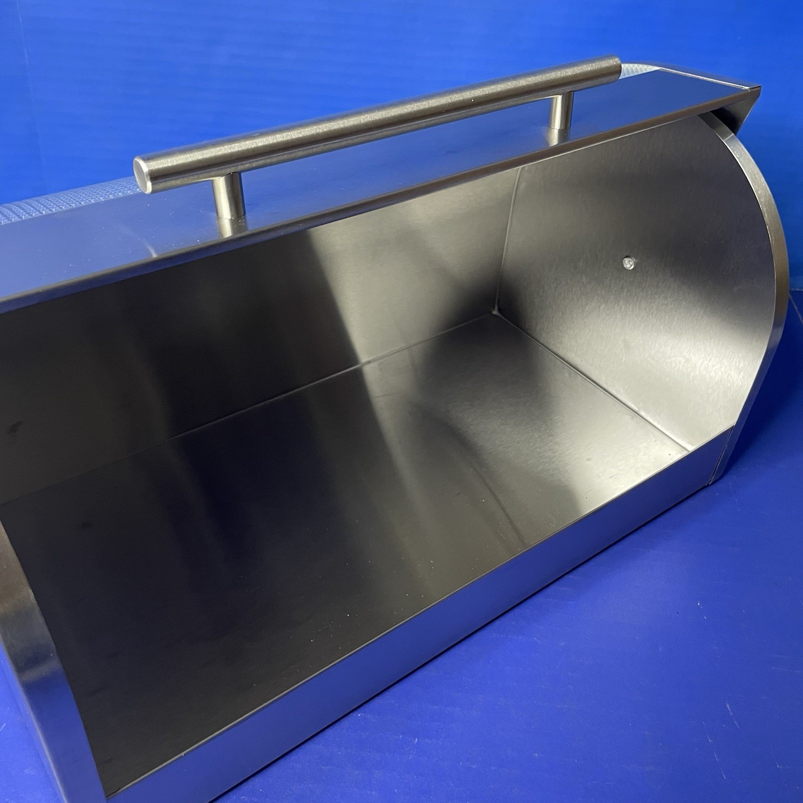 Bread Box with Tempered Glass Front Stainless Steel Roll Top Lid Oggi 15x8x8in