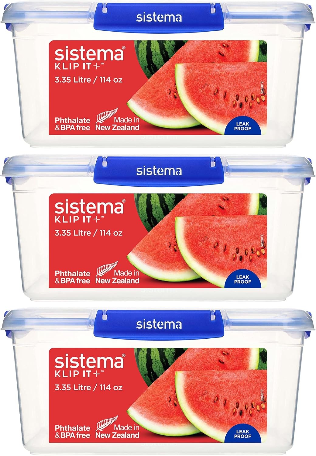 KLIP IT+ 3.35L Rectangle Food Storage Containers (3-Pack) Stackable & Airtight
