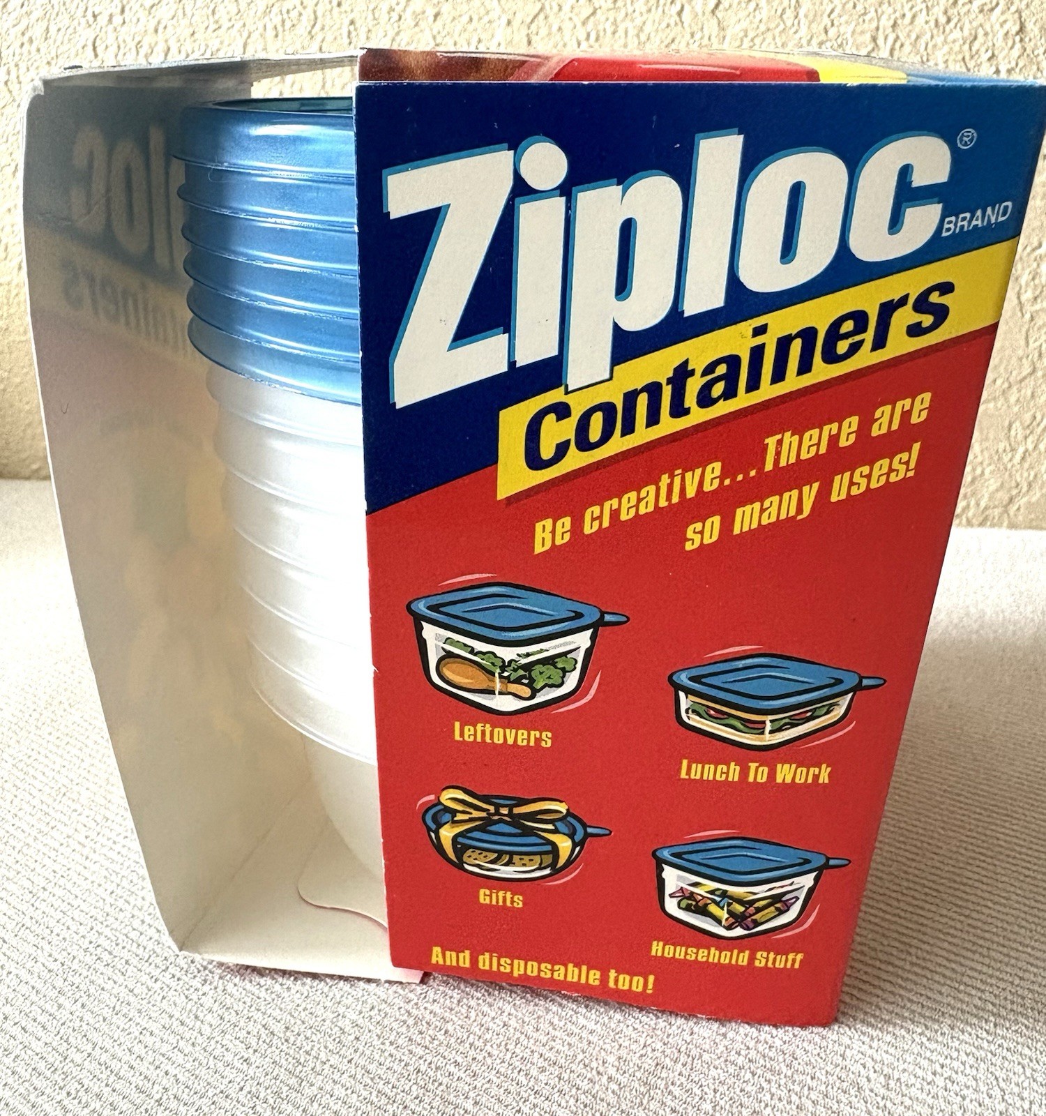 Ziploc Vintage 1998 Snap’n Seal Single Serve 8fl.oz./1 Cup 6 Storage Containers