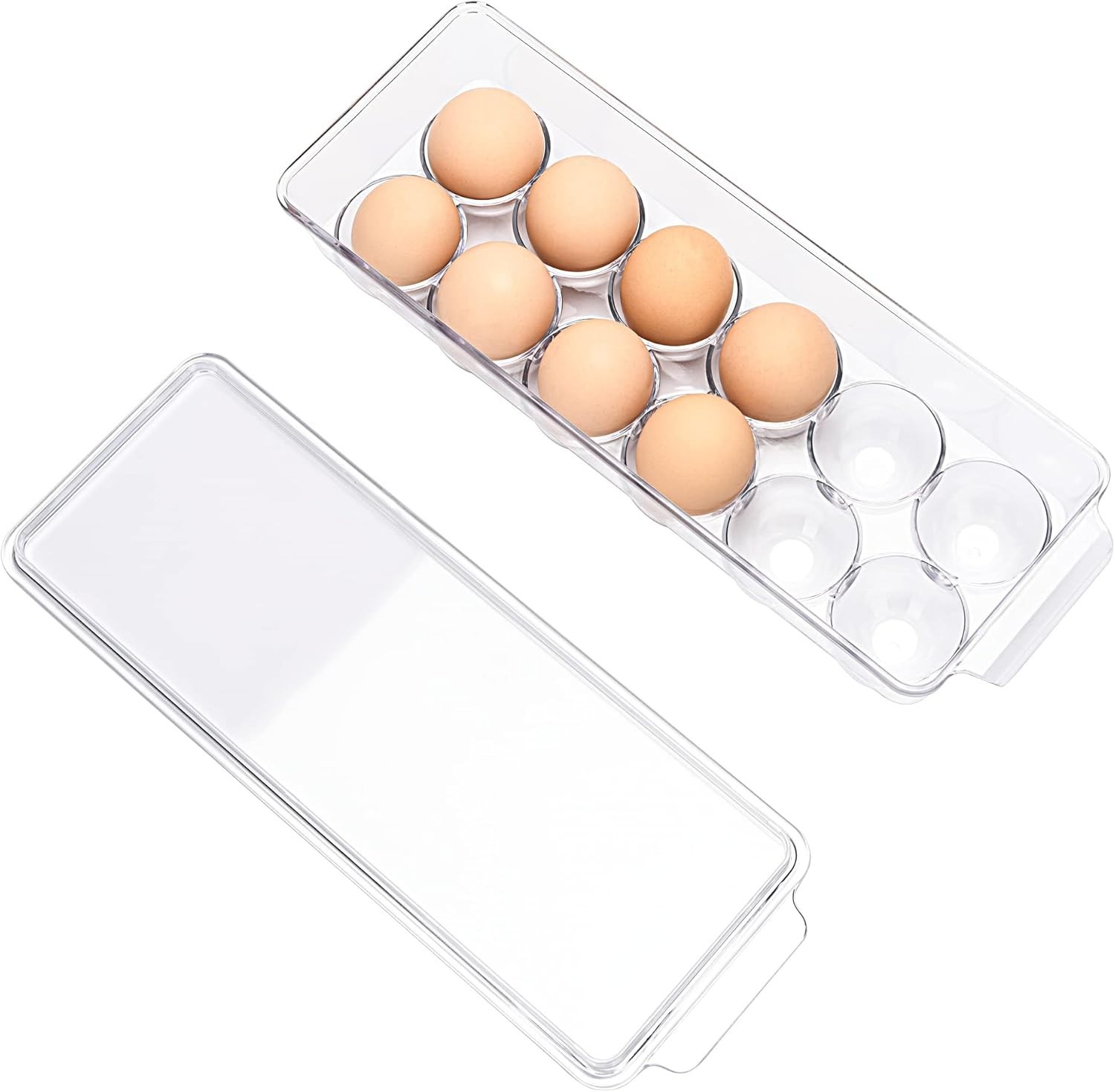 12 Eggs Holder for Refrigerator, Clear Egg Container for Fridge, Kitchen