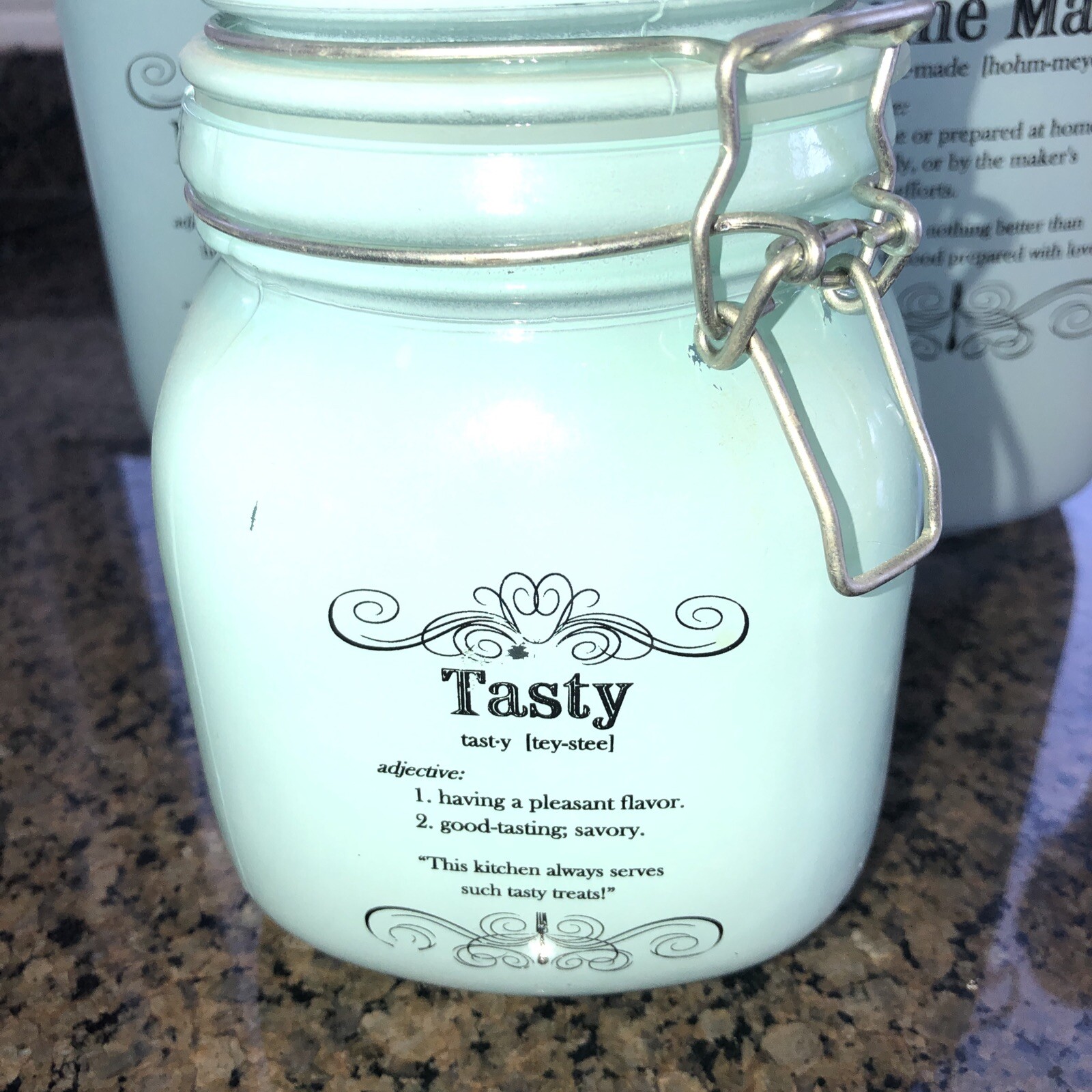 BLUE HARBOR Set Of 3 Sea Glass Colored Kitchen Canisters *see notes*