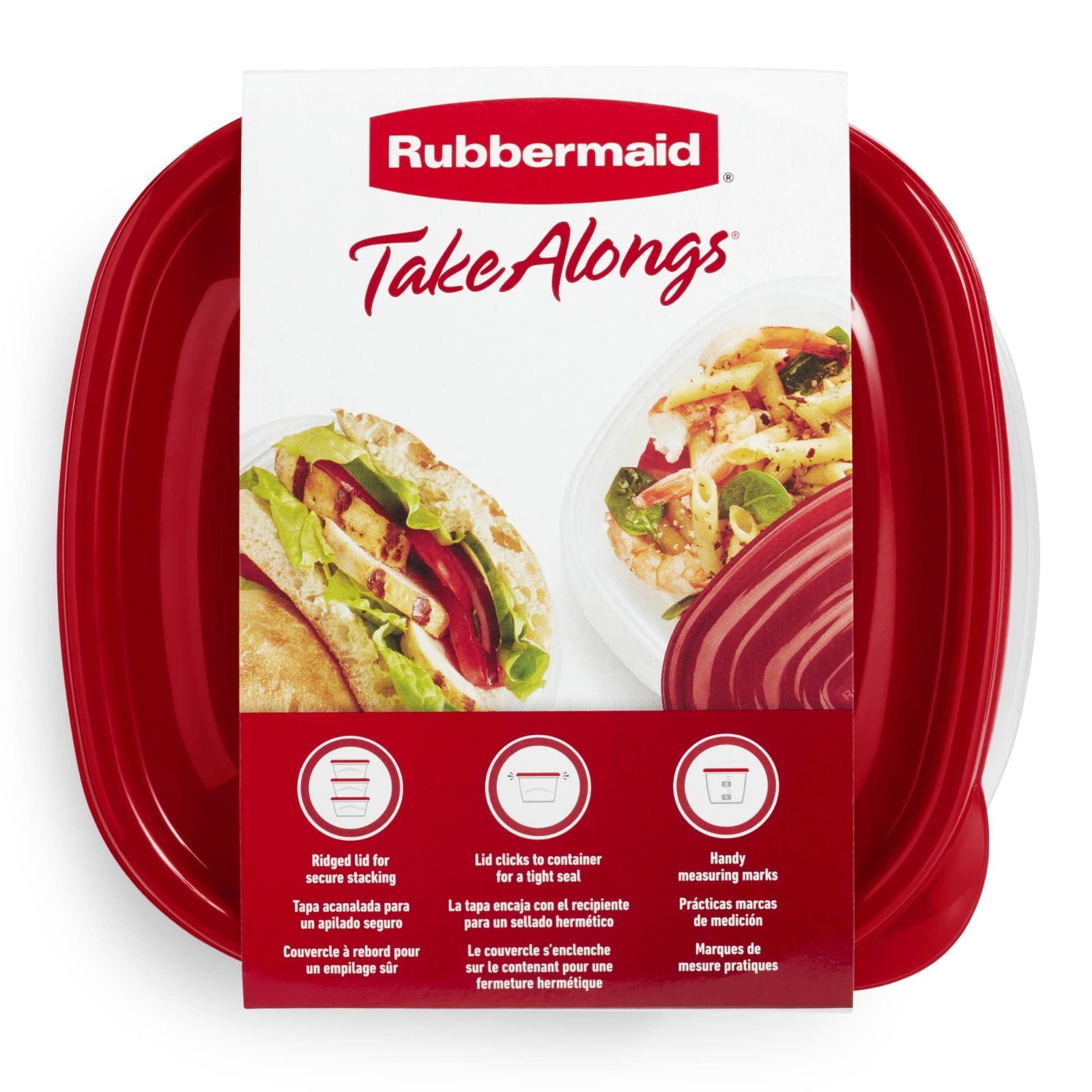 (2 pack) Rubbermaid TakeAlongs Food Storage Containers, 10 Piece Set, Red