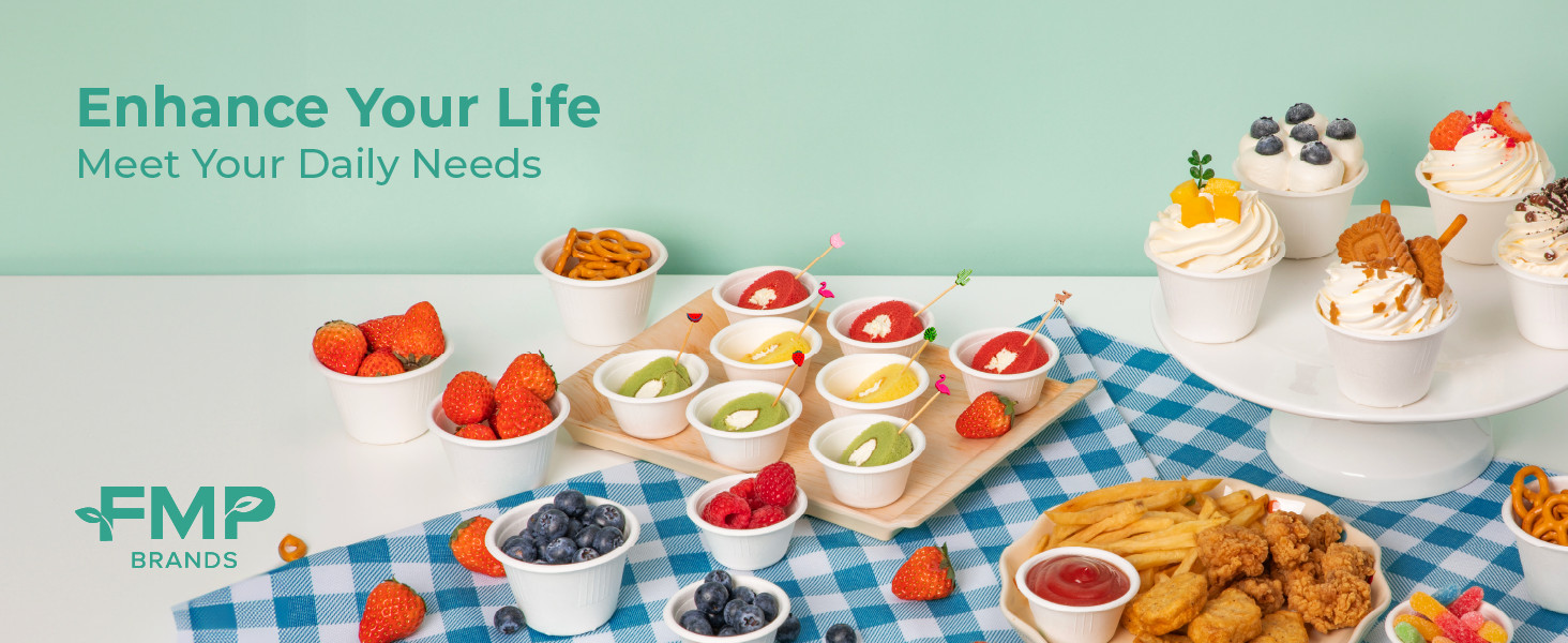 100 Pack] 2 Oz Compostable Disposable Condiment & Sample Cups, Biodegradable