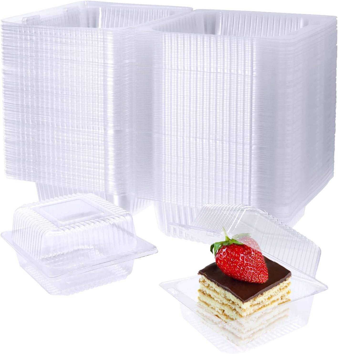 100-Pack Clear Plastic Hinged Food Containers with Lids, Disposable To-Go Trays