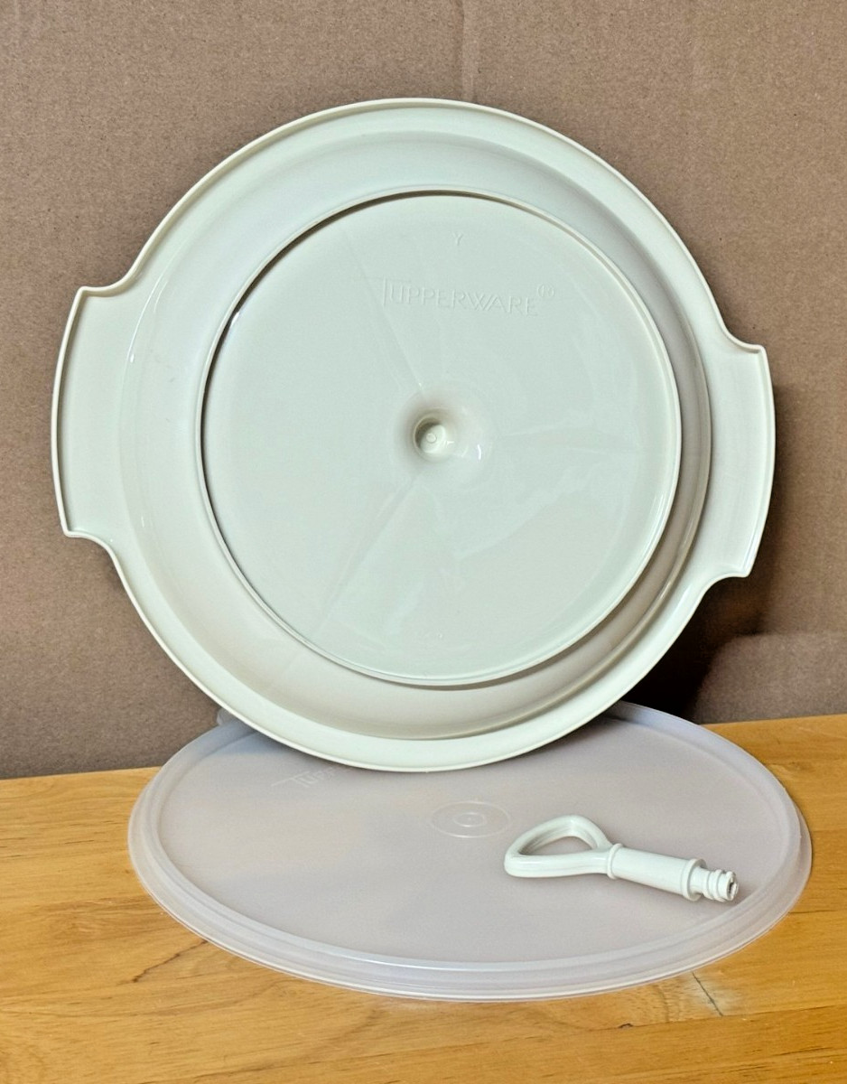 Vintage Tupperware Suzette Divided Party Relish Condiment Tray 608-17 Almond 3pc