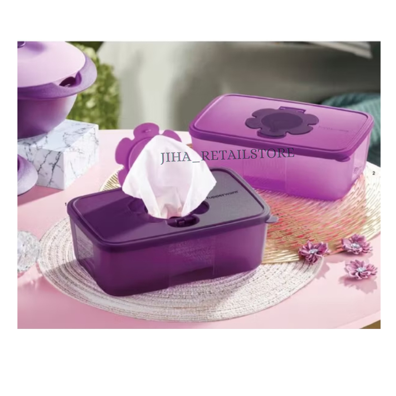 Tupperware Tissue Paper Storage Box Purple Container 1.7L