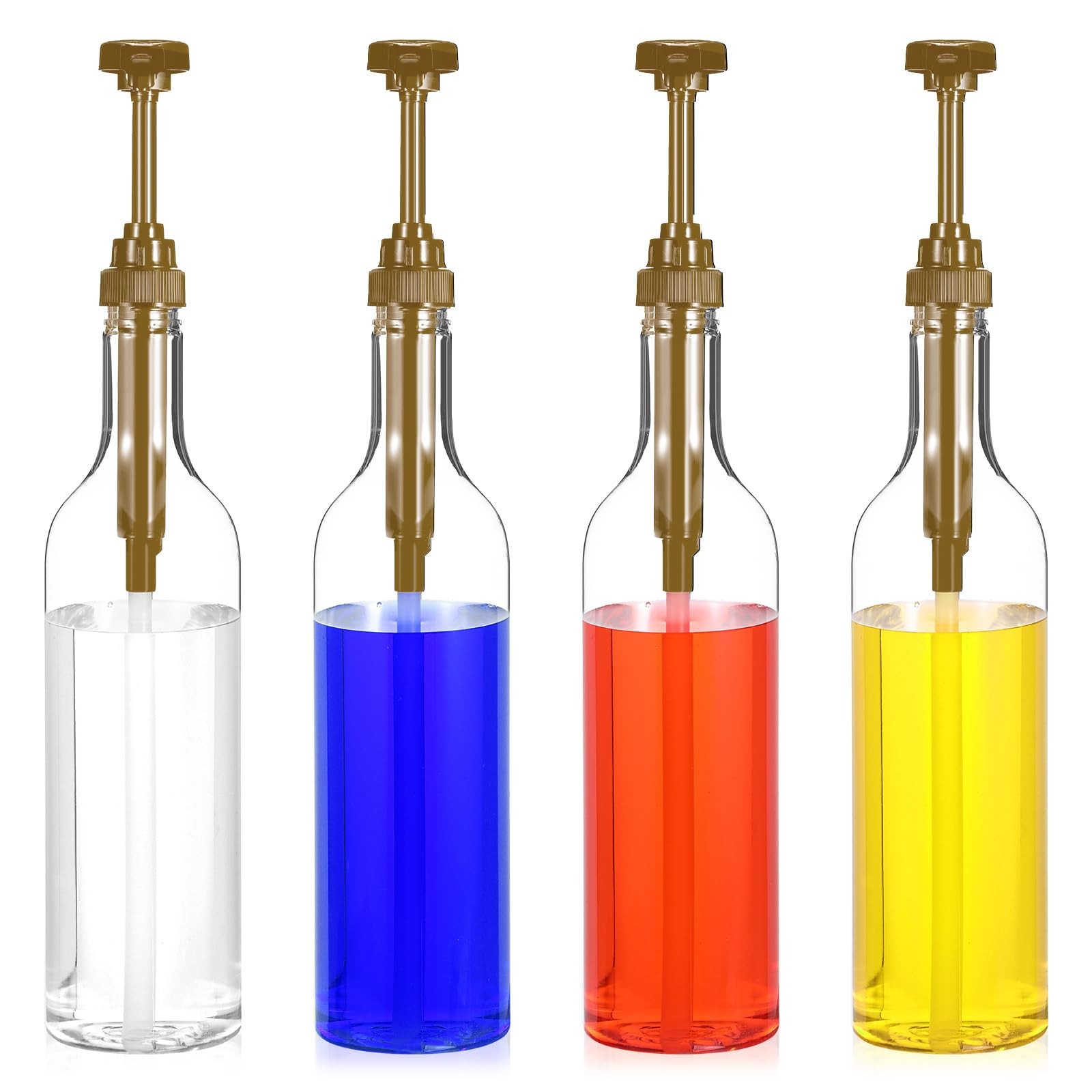 4 PCS Coffee Syrup Dispenser 750ml Bottles Large Leakproof Gold Pump Bar