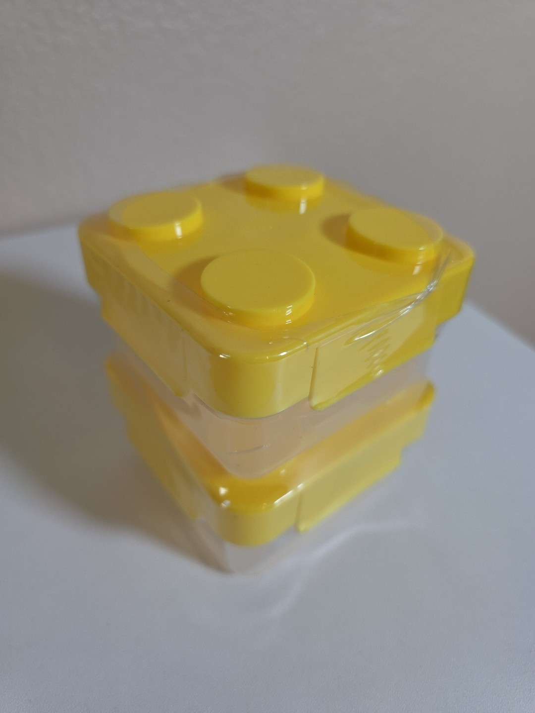 Yellow Clear Storage Containers Stackable Interlocking Portable Bricks Set Of 3