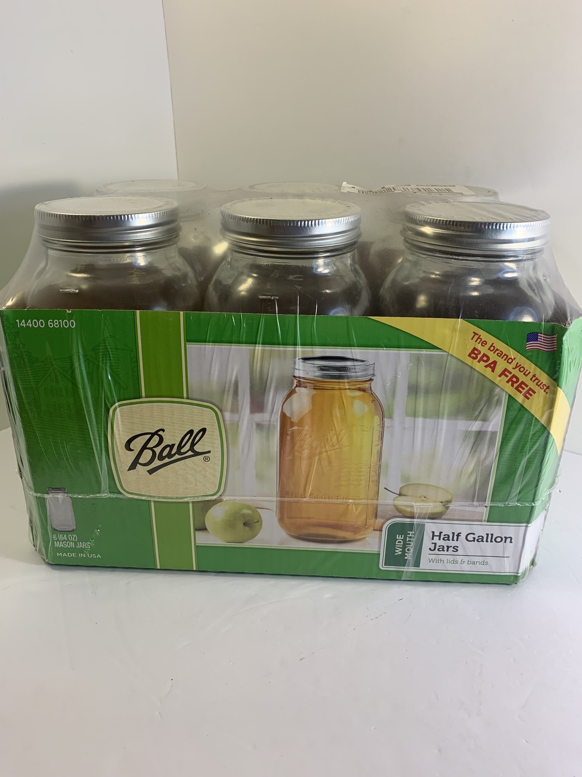 Ball Wide Mouth Half Gallon Mason Jars 64 oz with Lids & Bands 6-Pack BPA Free