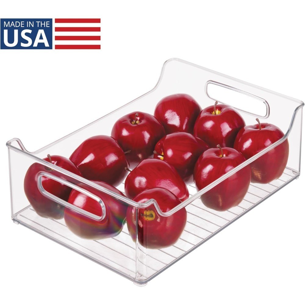 Stackable Clear Storage Bins with Handles for Pantry Fridge Organization