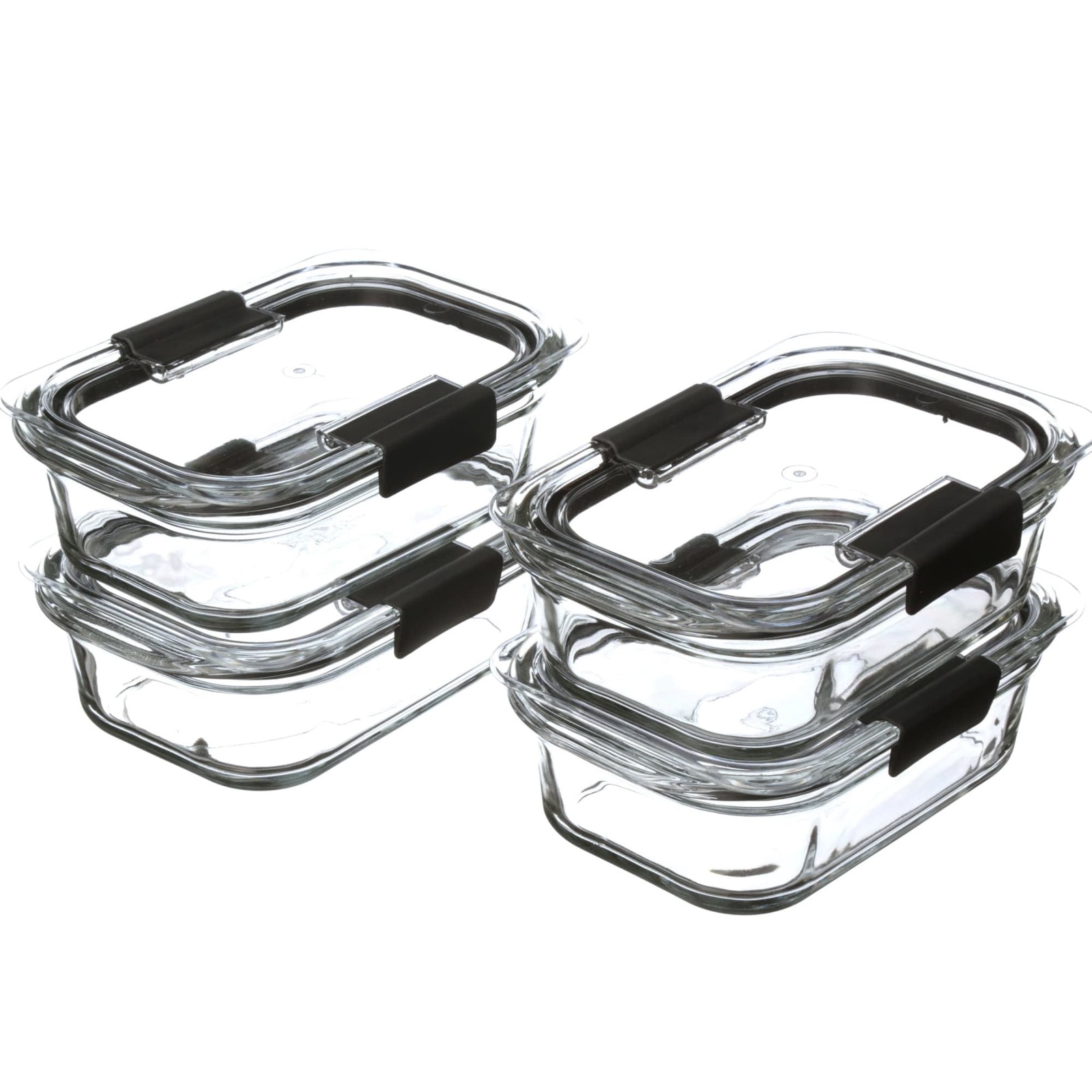 Brilliance Glass Set of 4 Food Storage Containers with Latching Lids, 3.2 Cups