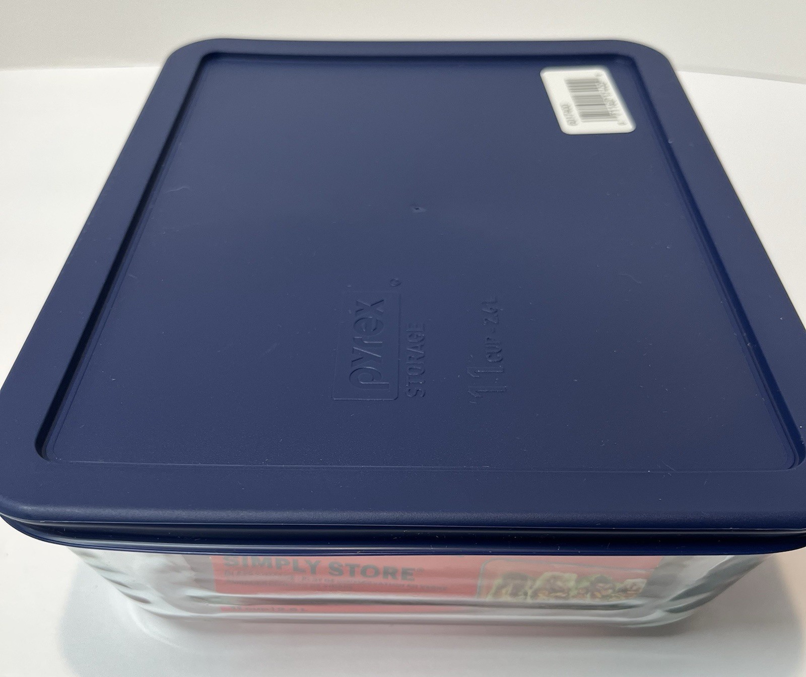 Lot of 2 Pyrex Simply Store It 11 Cup Rectangle Glass Storage Dish with Blue Lid